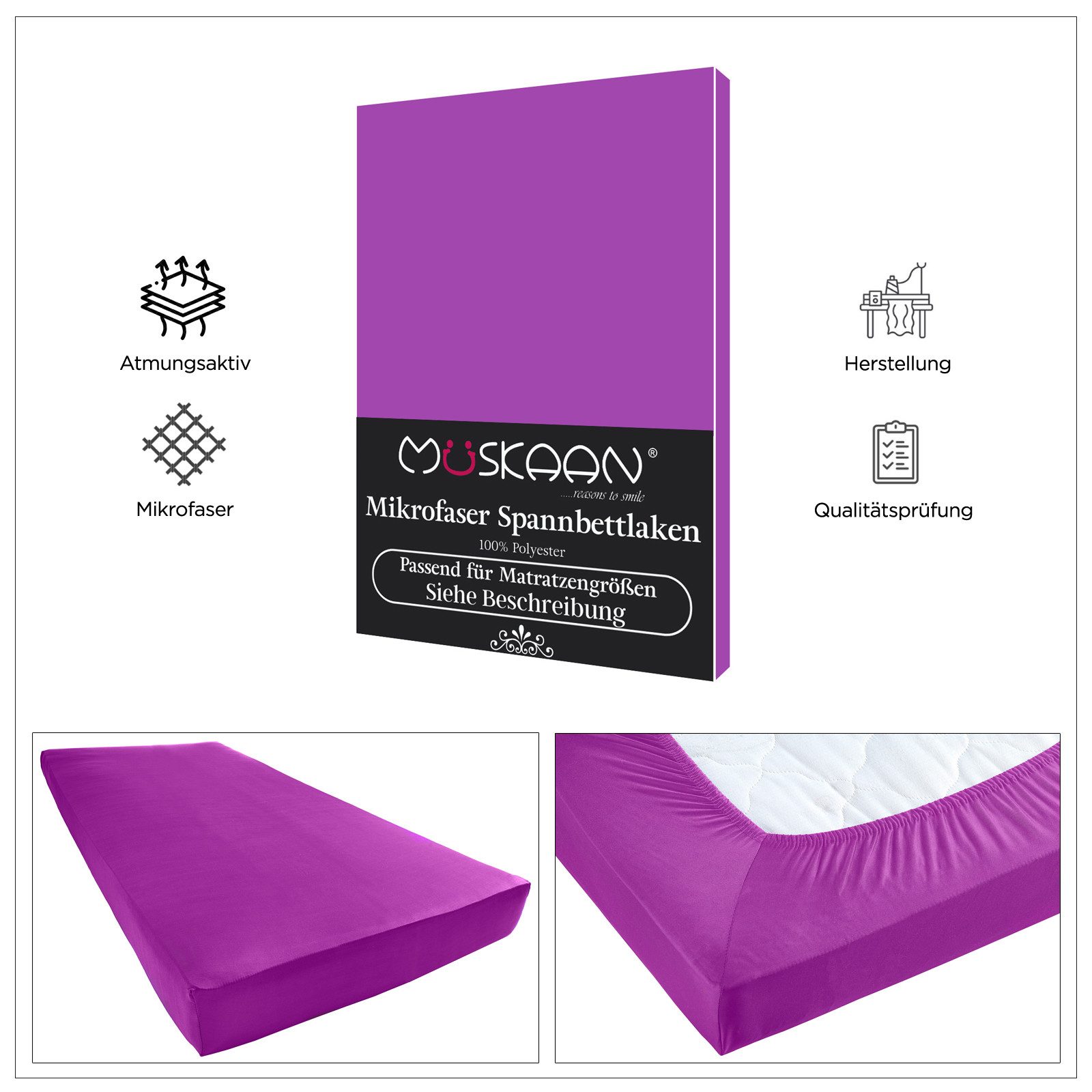 Müskaan Spannbettlaken Spannbettlaken Mikrofaser 90x200 120x200 140x200 180 günstig online kaufen
