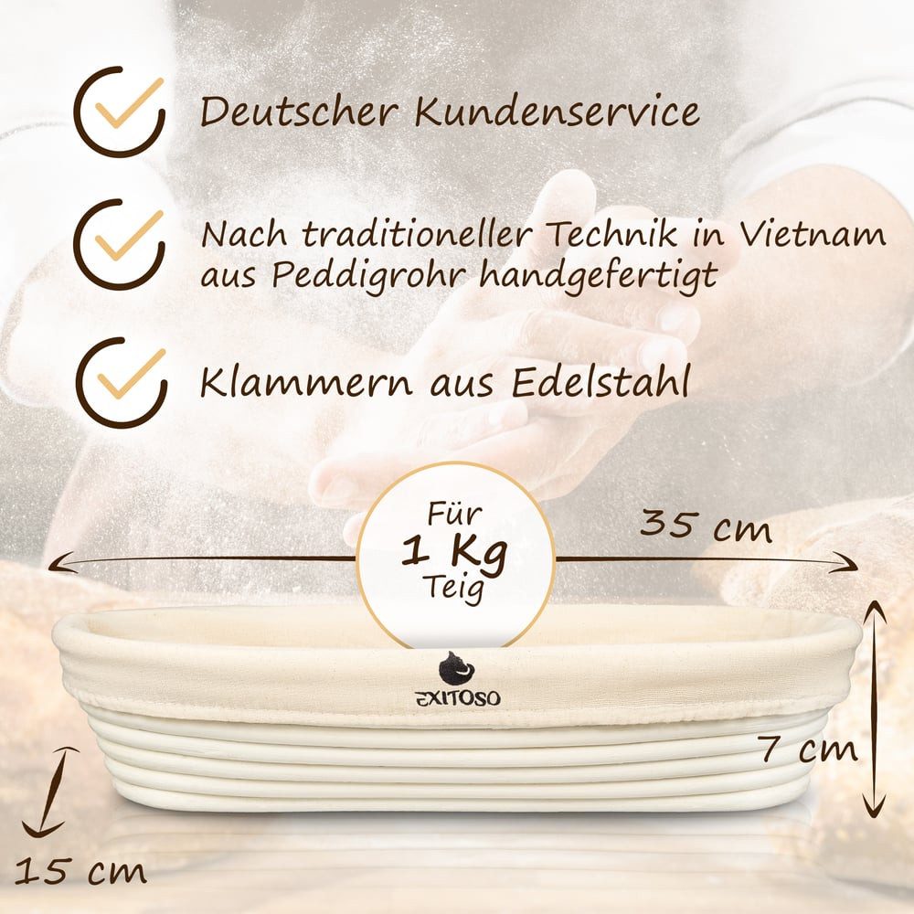 Exitoso Gärkorb Oval, einfach frisches Brot backen - nachhaltig gesund