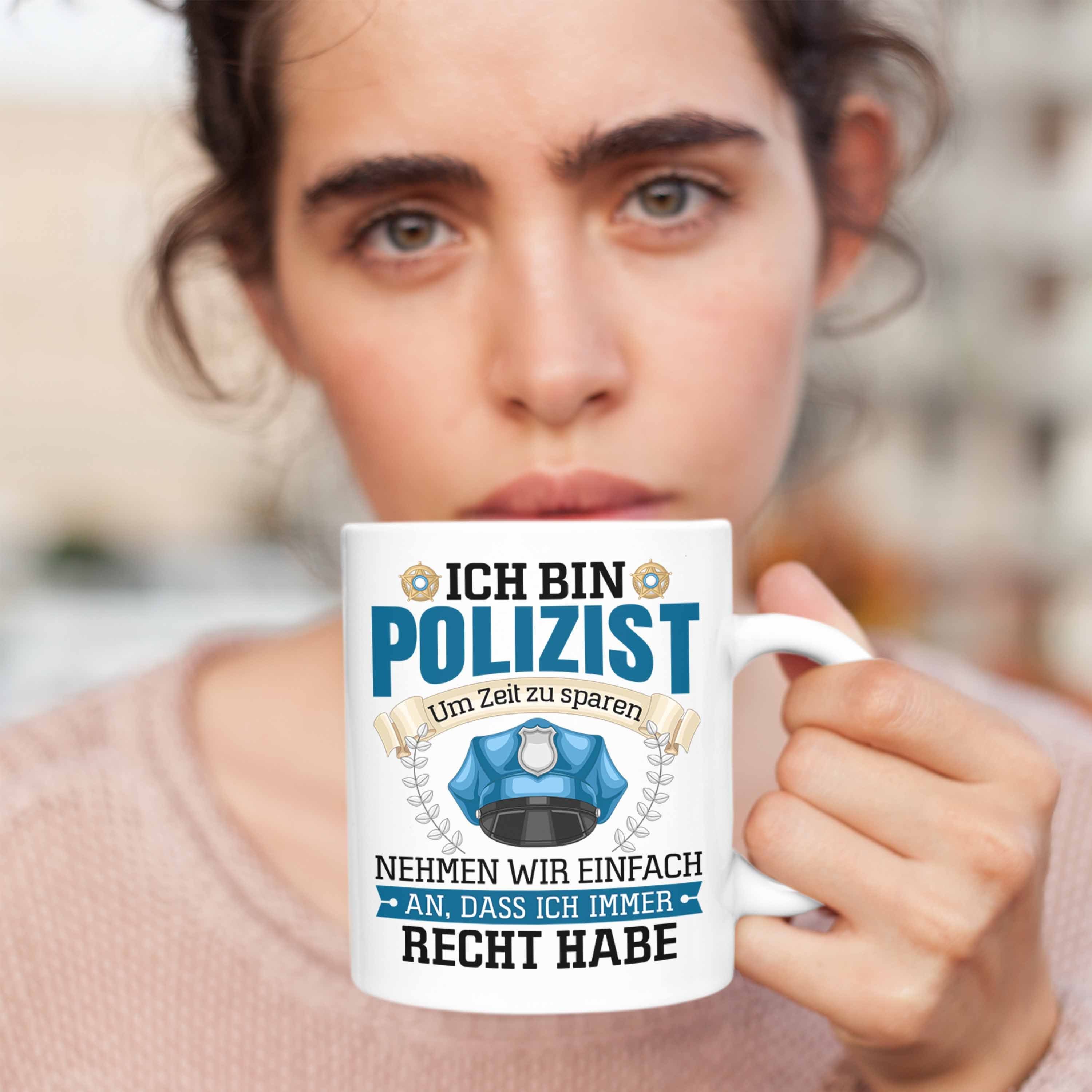 Polizist Weiss Geschenk Tasse Männer Lustiger Spruch Bester Polizei Trendation Tasse