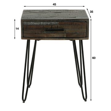 RINGO-Living Nachttisch Massivholz Nachttisch Dorisa mit Schublade in Natur-dunkel und Schwarz, Möbel