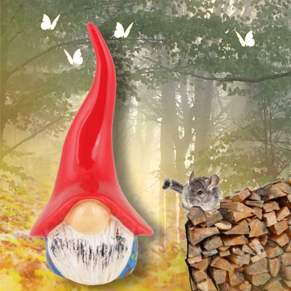 Tangoo Gartenfigur Tangoo Keramik-Wichtel mittelblau gesprenkelt, (Stück)