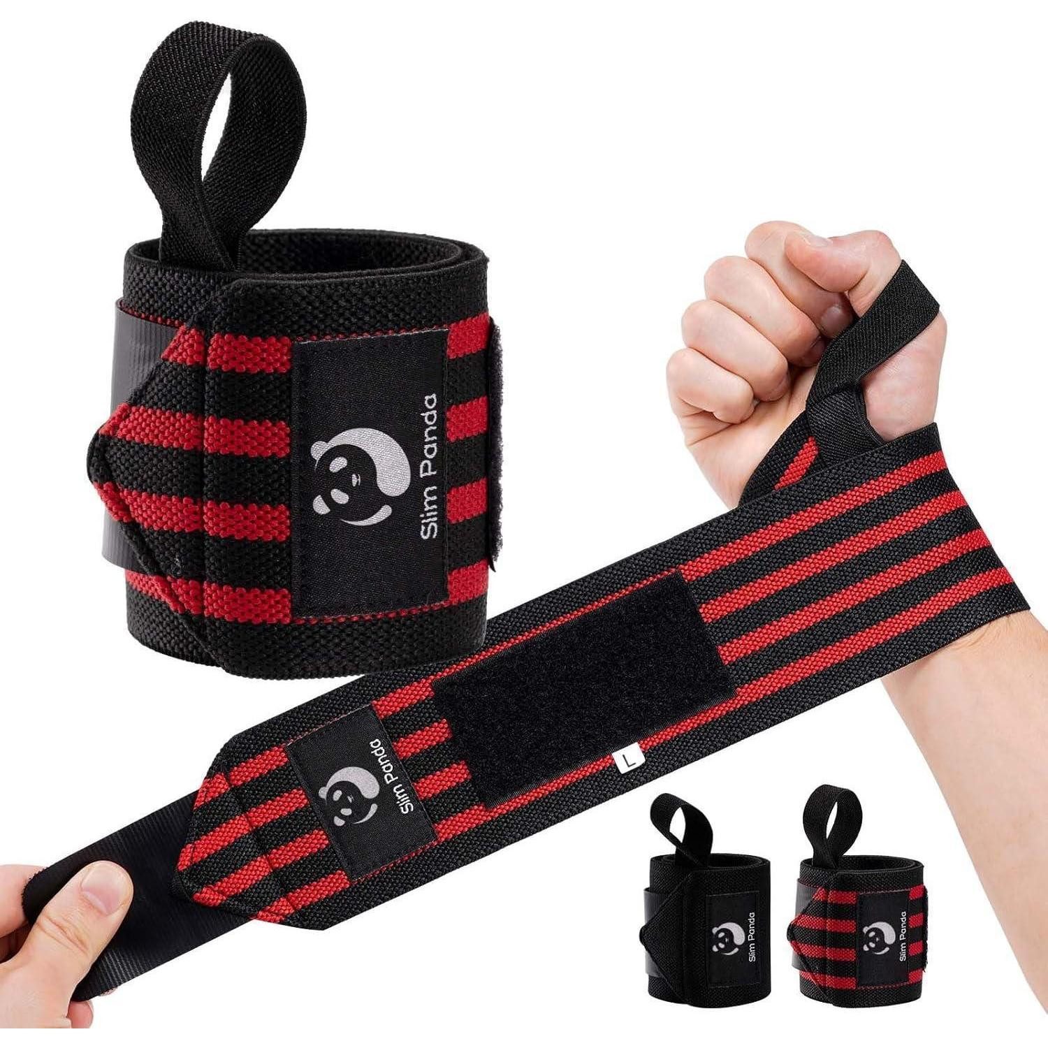 LuxusKollektion Handgelenkbandage Handgelenkbandagen Daumenring 60cm Crossfit Powerlifting Schwarz Rot