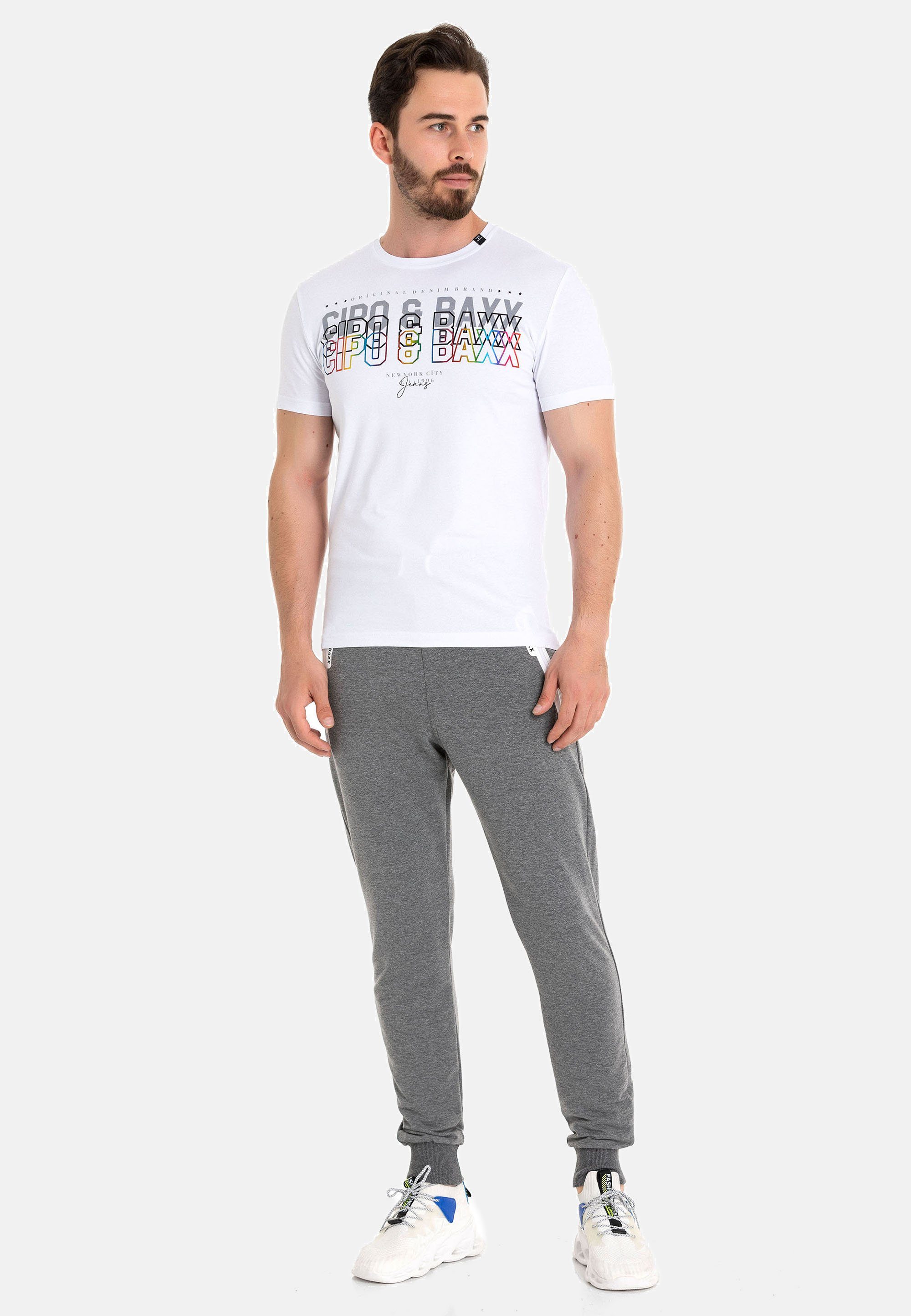 Cipo & Baxx T-Shirt CT717 mit trendigem Markenprint weiß