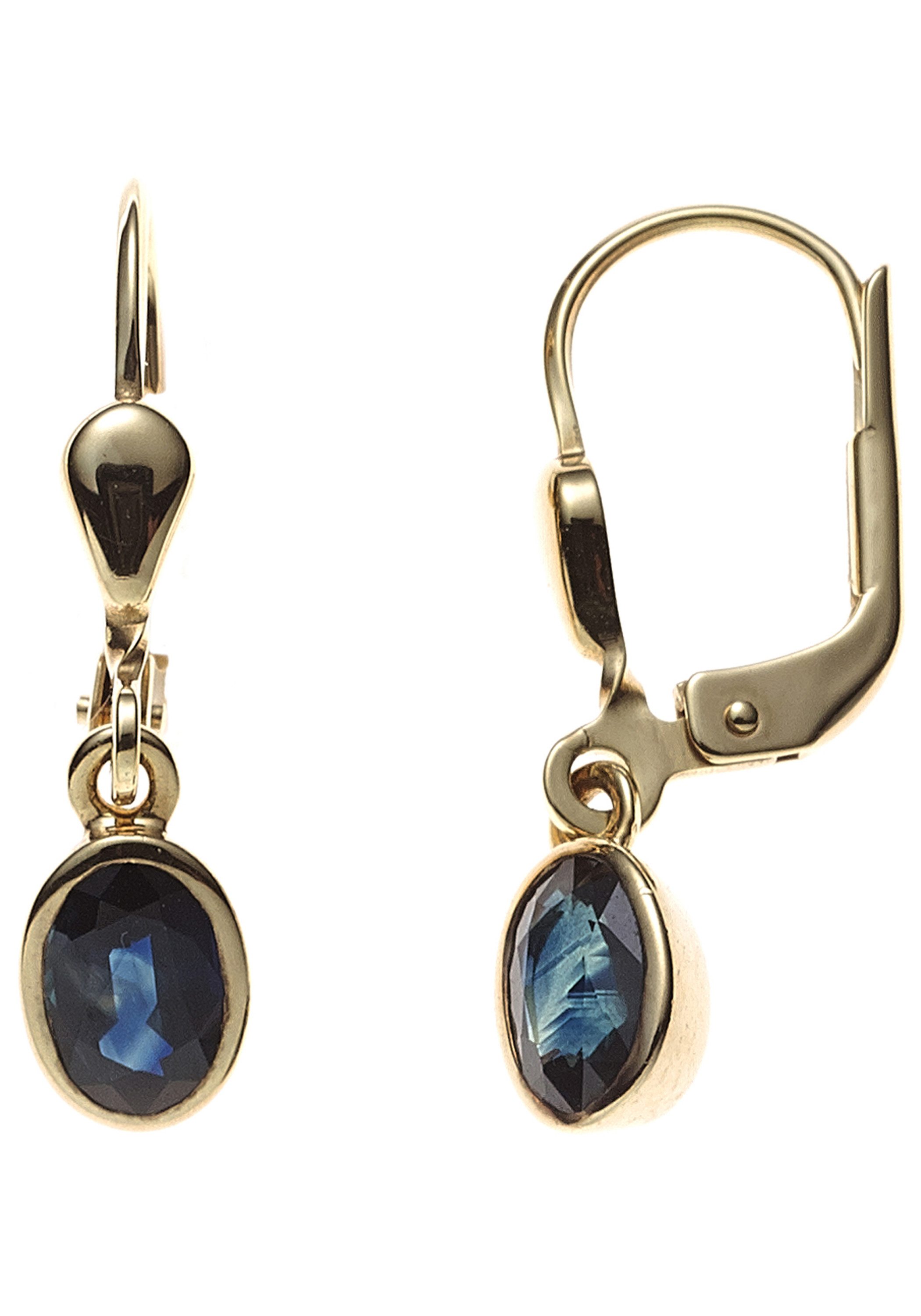 JOBO Paar Ohrhänger, oval 585 Gold mit Safir günstig online kaufen