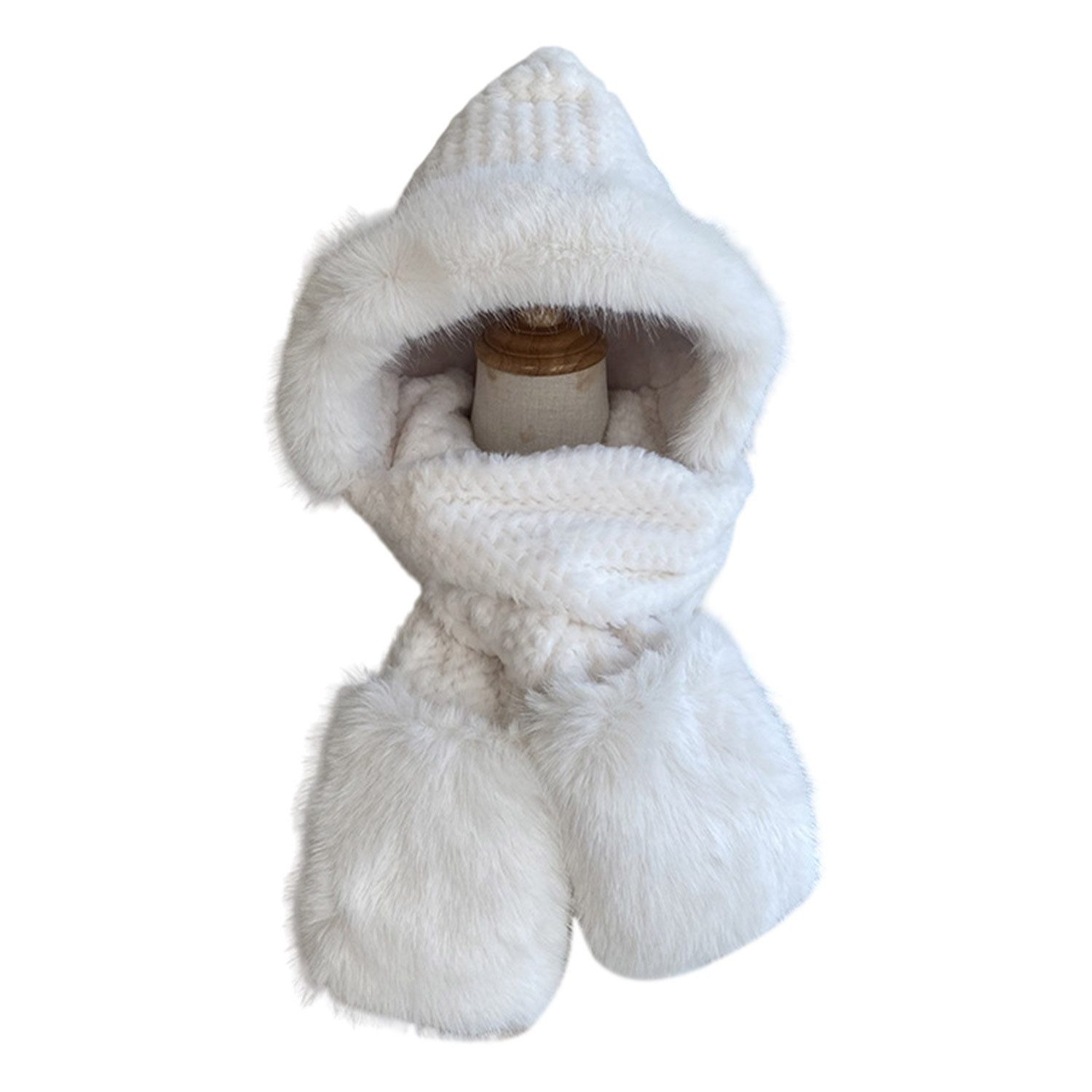 Refttenw Strickmütze Damen Winter Warm Winddichte All-in-One Schal, Mütze, günstig online kaufen