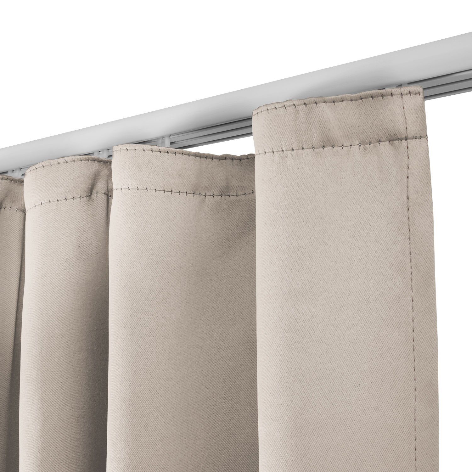 Beautissu Vorhang 2er Set Blackout Vorhang Blickdicht Creme Amelie BK, 140x245cm, Kräuselband Gardine Set mit Universalband für Lange Fenster – Bild 2 von 4