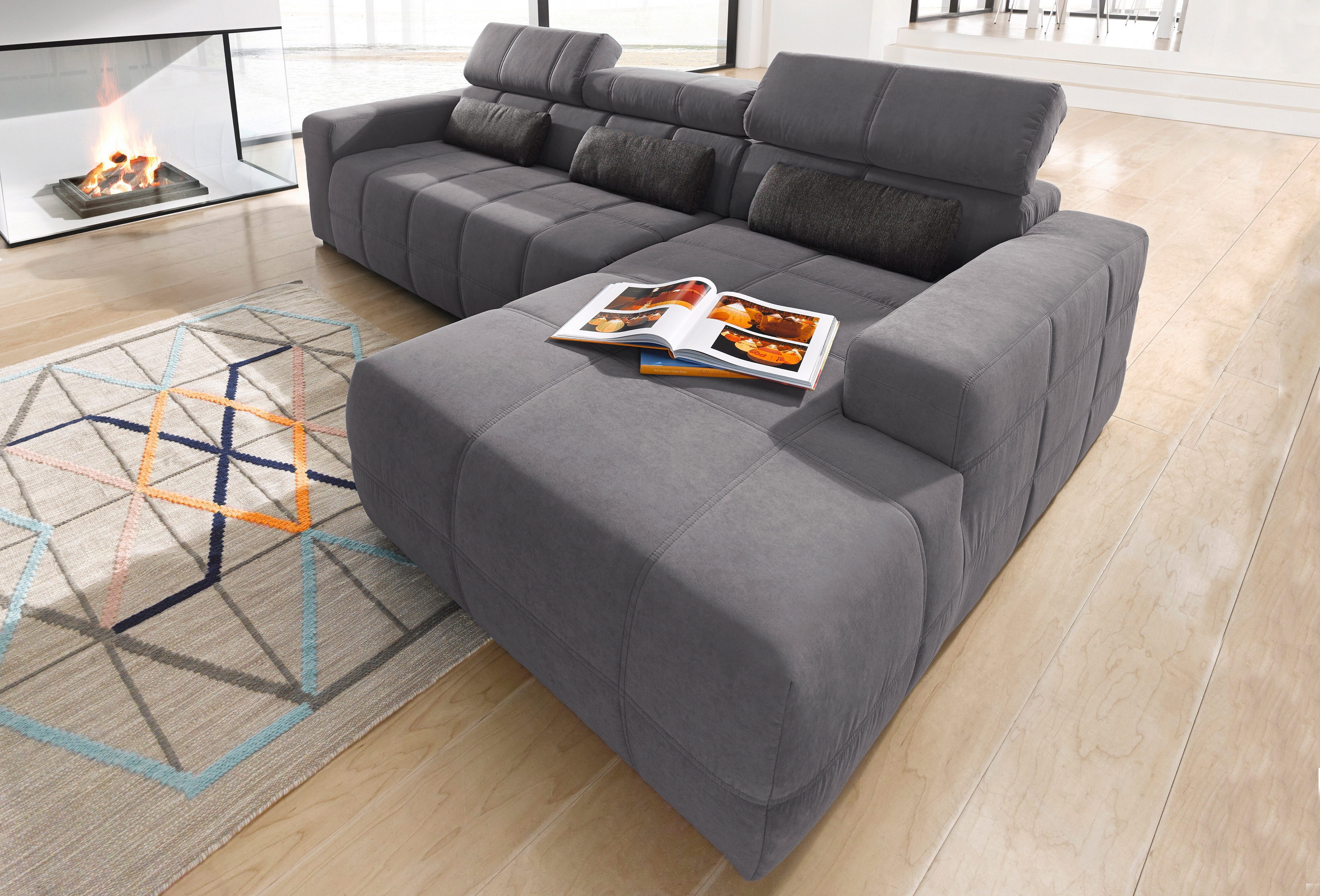 DOMO collection Ecksofa BRANDON 289x177x80 cm, whlw. mit Sitztiefenverstellung, L-Form, mit Sitztiefenverstellung, Luxus-Microfaser, …