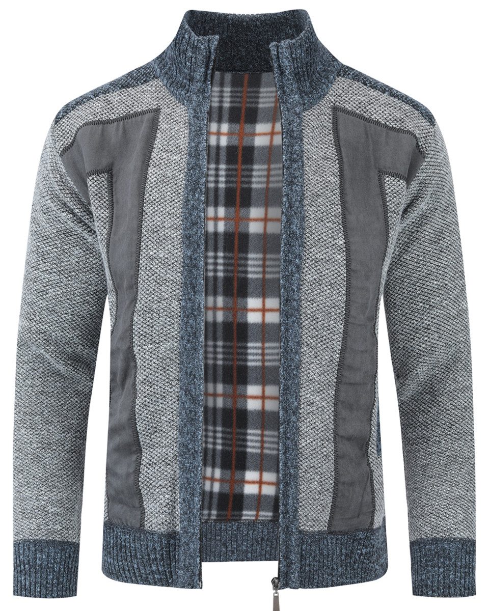 Allthemen Cardigan Herren Strickjacke mit ärmelflecken Strickjacke Winter