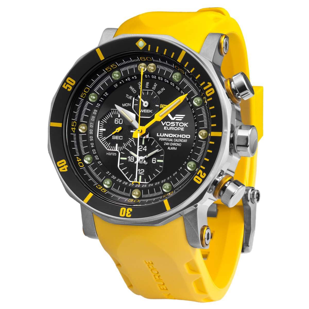 Vostok Europe Quarzuhr YM86-620A505-YLW, für Herren-Alarm-Chronograph Lunokhod 2