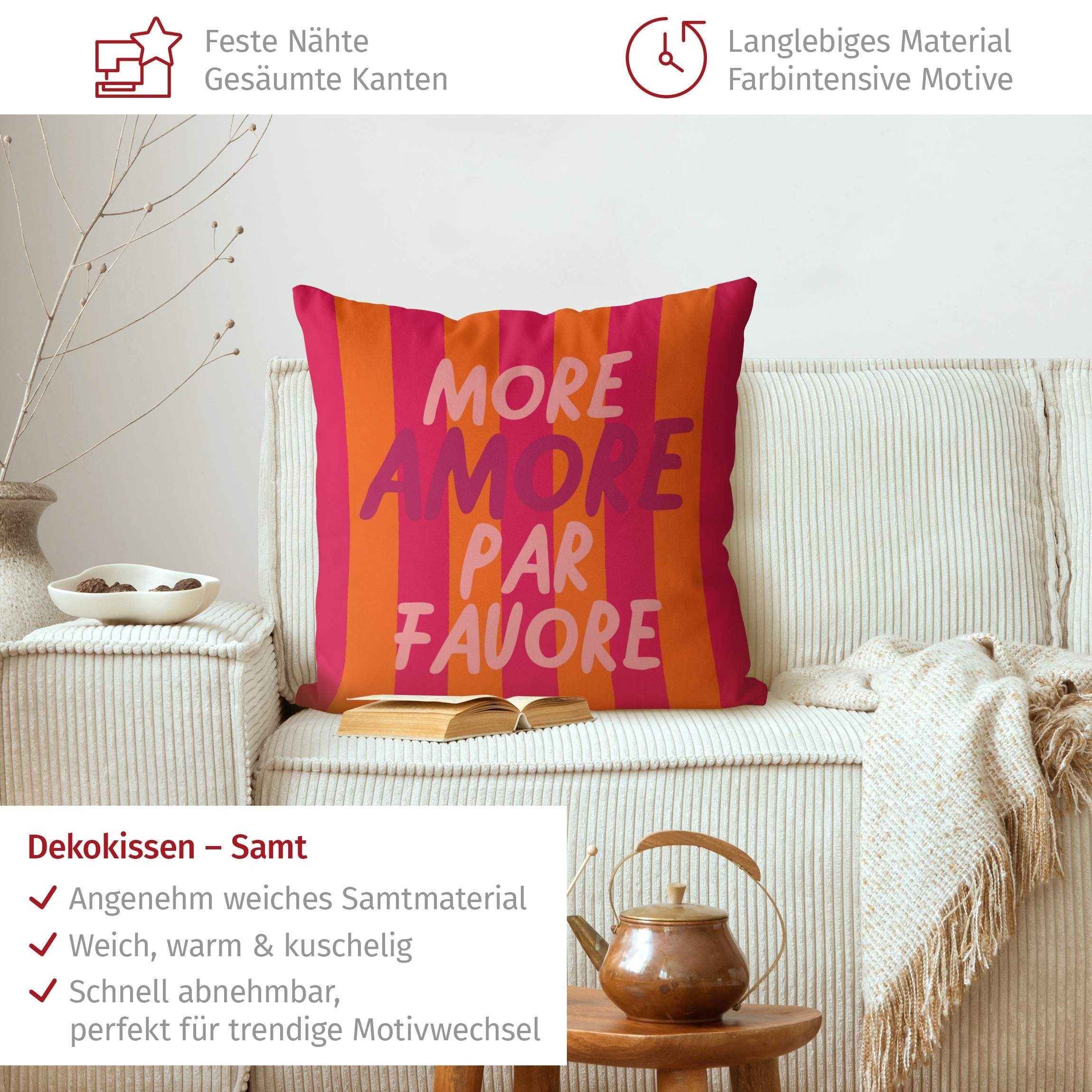 Bilderdepot24 Dekokissen drinnen Kissenhülle/ Sofakissen/ Zierkissen pink Sprüche Pop Art, Bezug mit / ohne Füllung Zierkissen Outdoor Sofa Bett