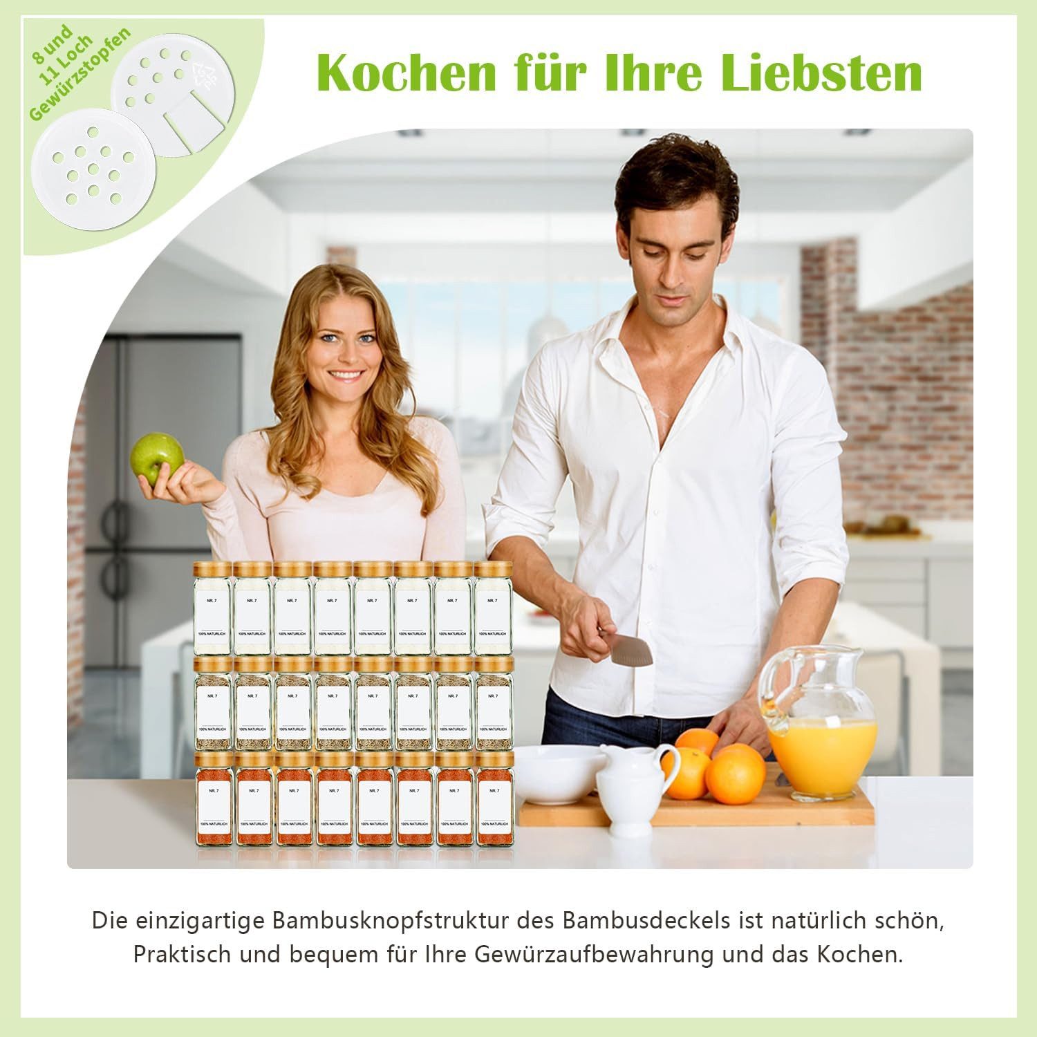 KingLux Gewürzbehälter 24Stk.Gewürzdosen aus Glas Gewürzgläser günstig online kaufen