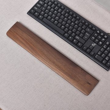 GelldG Handgelenkschutz Tastatur-Handgelenkauflage aus Walnussholz, rutschfester Gummibasis