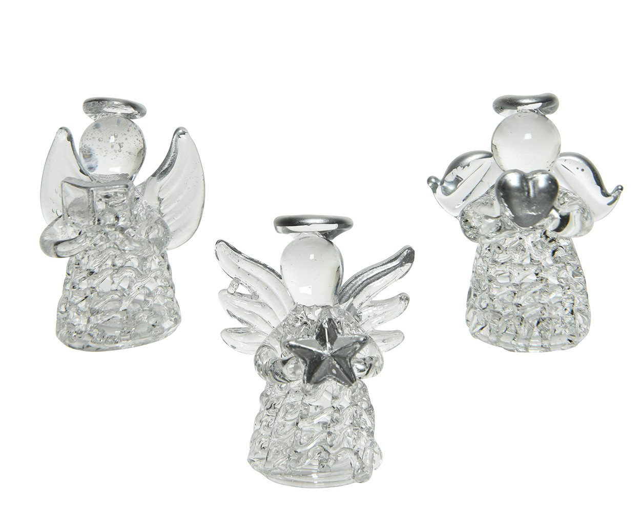 Kaemingk Christbaumschmuck, Christbaumschmuck Glas Engel 4cm klar transparent, 1 Stück sortiert