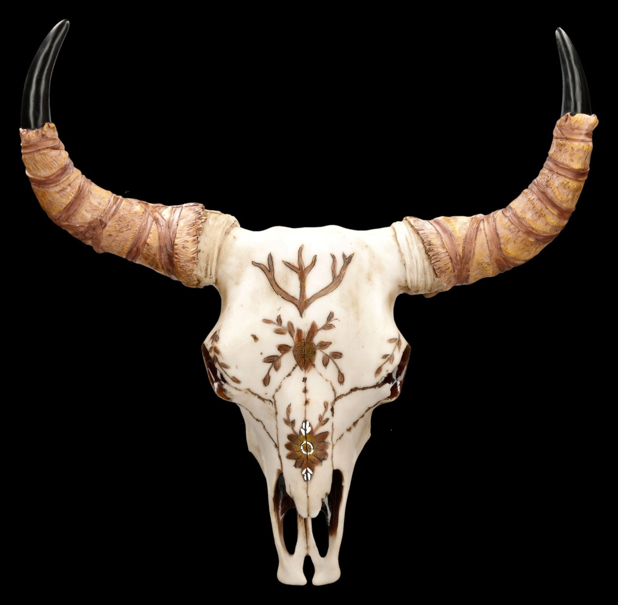 Figuren Shop GmbH Wanddekoobjekt Stierschädel Wanddeko – Bullenschädel Western Deko 42 cm Dekoration