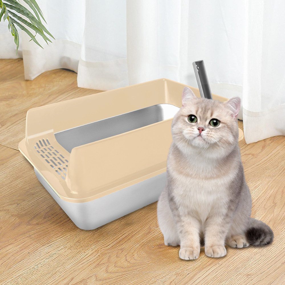 JEOBEST Katzentoilette Katzenklo Edelstahl XL, Offene Katzenklo, Nicht kleb günstig online kaufen