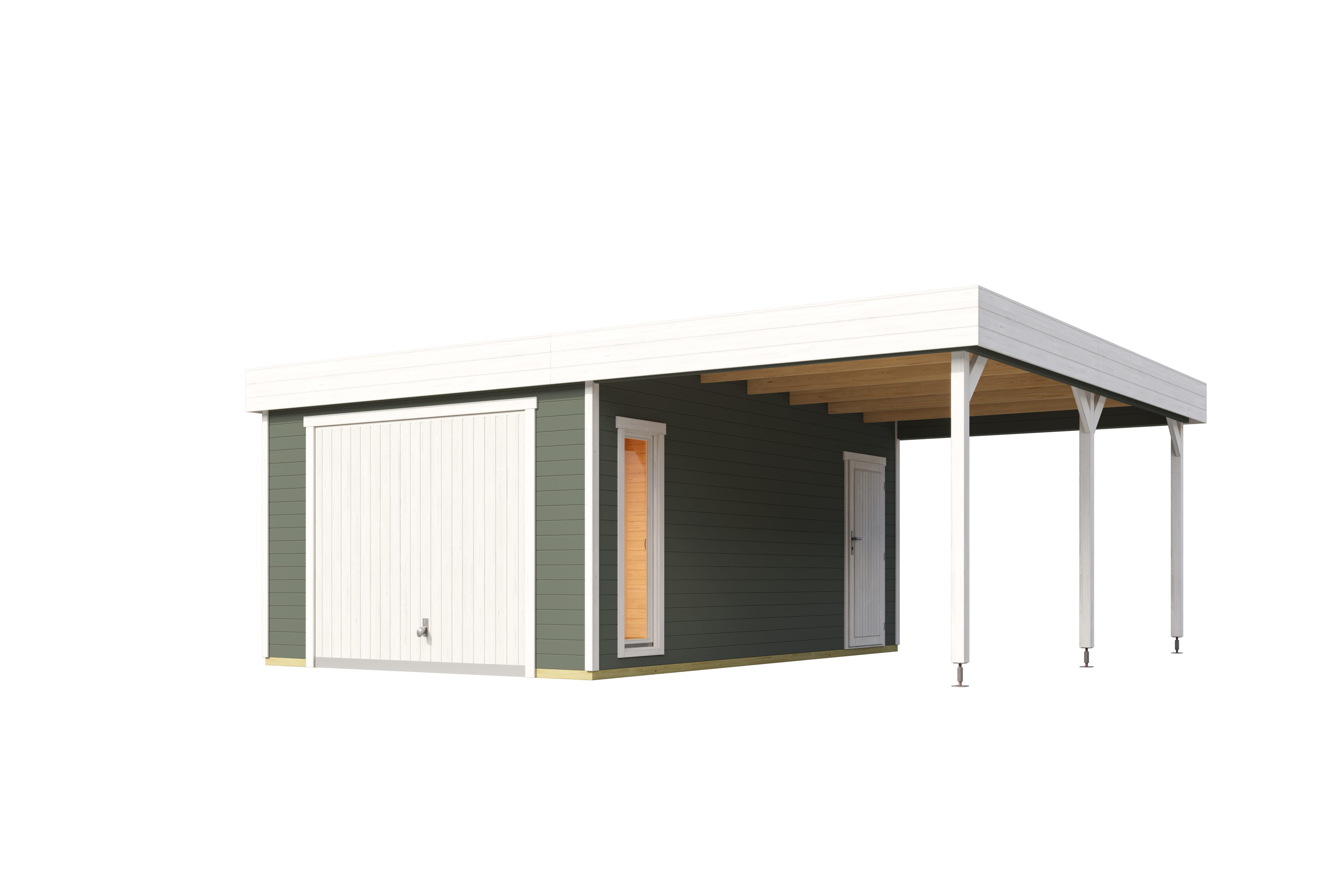 Nordic Holz Garage BAHAMAS, BxT: 680x560 cm, 207 cm Einfahrtshöhe, mit Schwingtor