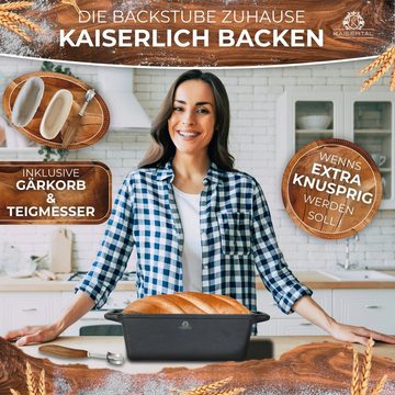 Kaisertal Brotbackform KAISERTAL Brotbackform mit Deckel [inkl. Gärkorb] Gusseisen, gleichmäßige Hitzeverteilung