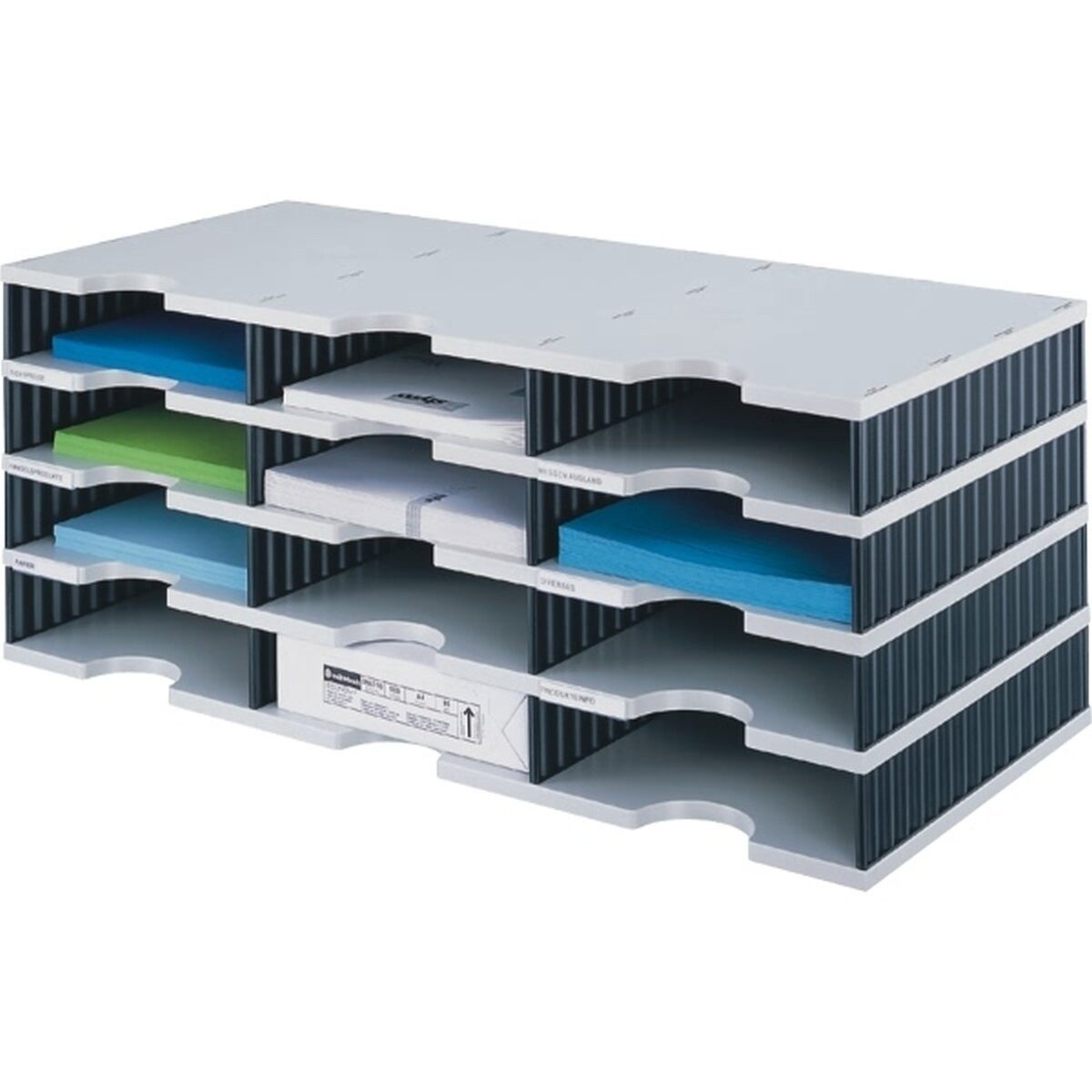 STYRO Organizer Sortierstation styrodoc trio 12 Fächer grau/schwarz