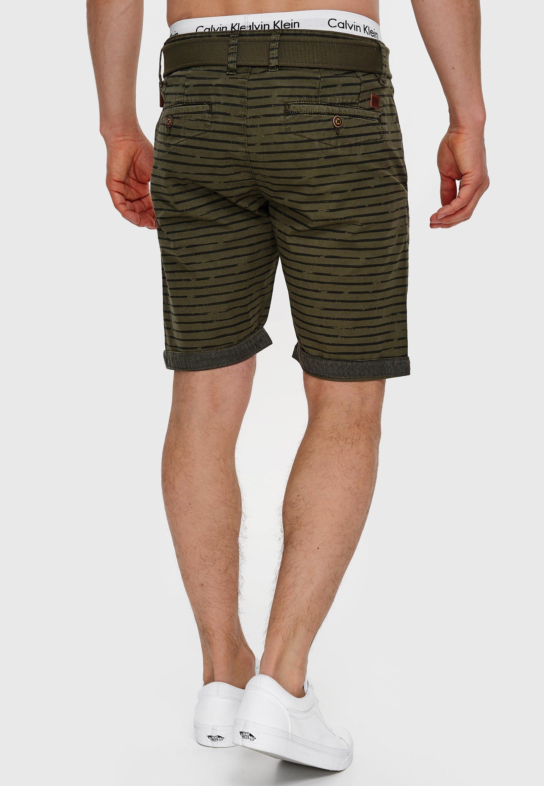 Indicode Chinoshorts Herren Arroyo Chino Shorts Herrenshorts mit auffälligem Streifenmuster
