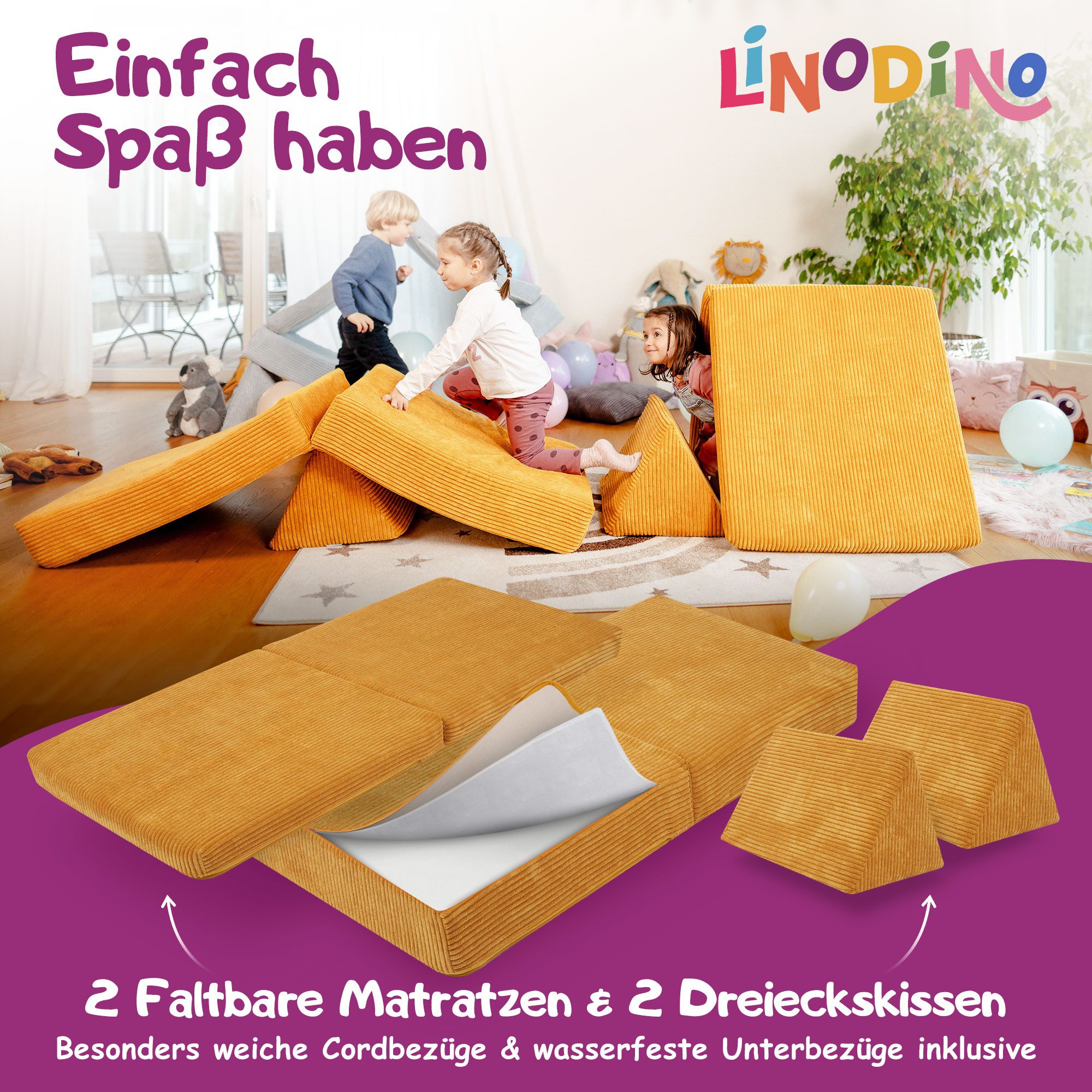 Linodino Kindersofa Spielsofa I aus Schaumstoff Bausteine I Spielcouch für Kinder, 3 Jahre Garantie – Bild 4 von 5