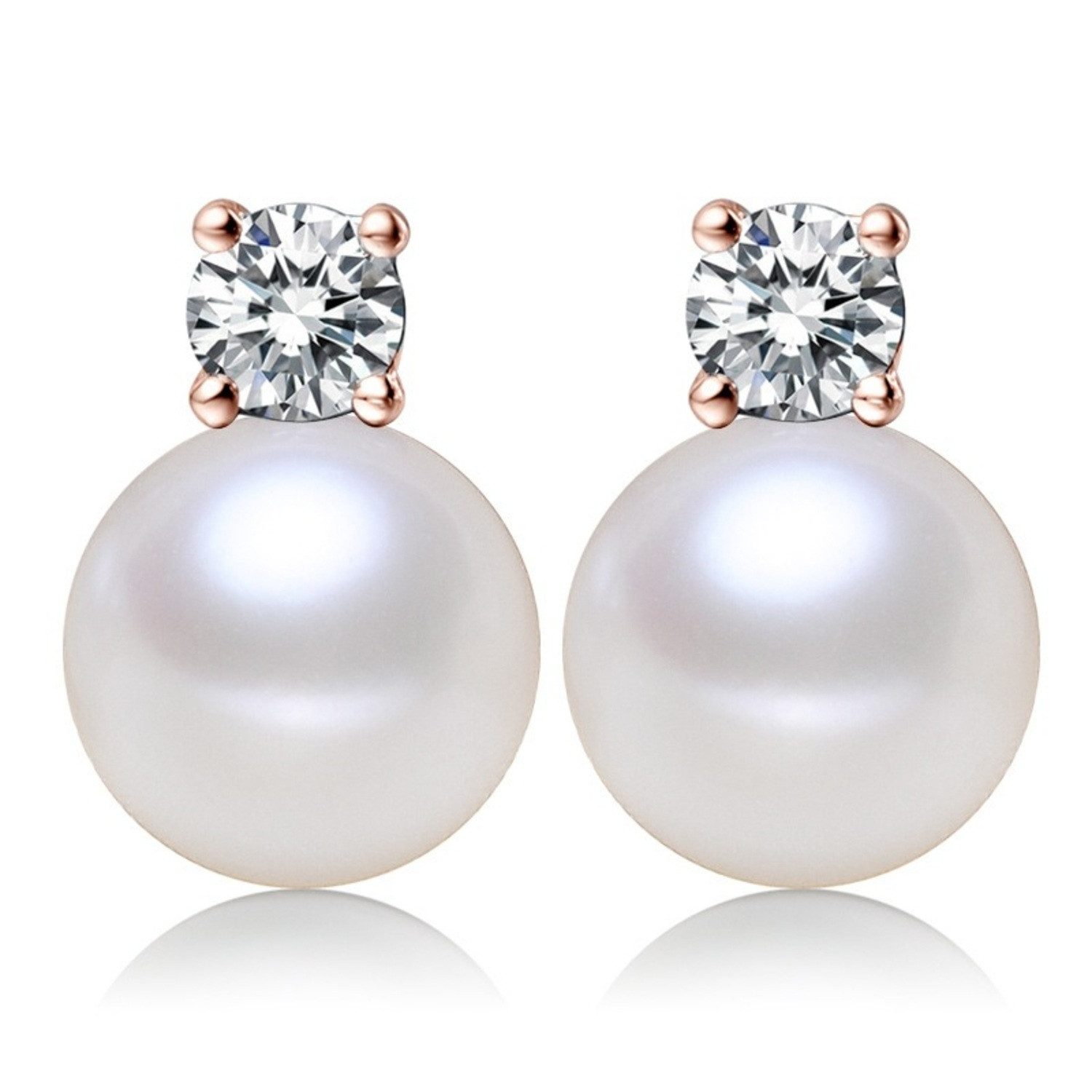 ROUGEMONT Perlenohrringe Edle Süßwasser Perlen Ohrstecker Zirkonia 925 Ster günstig online kaufen