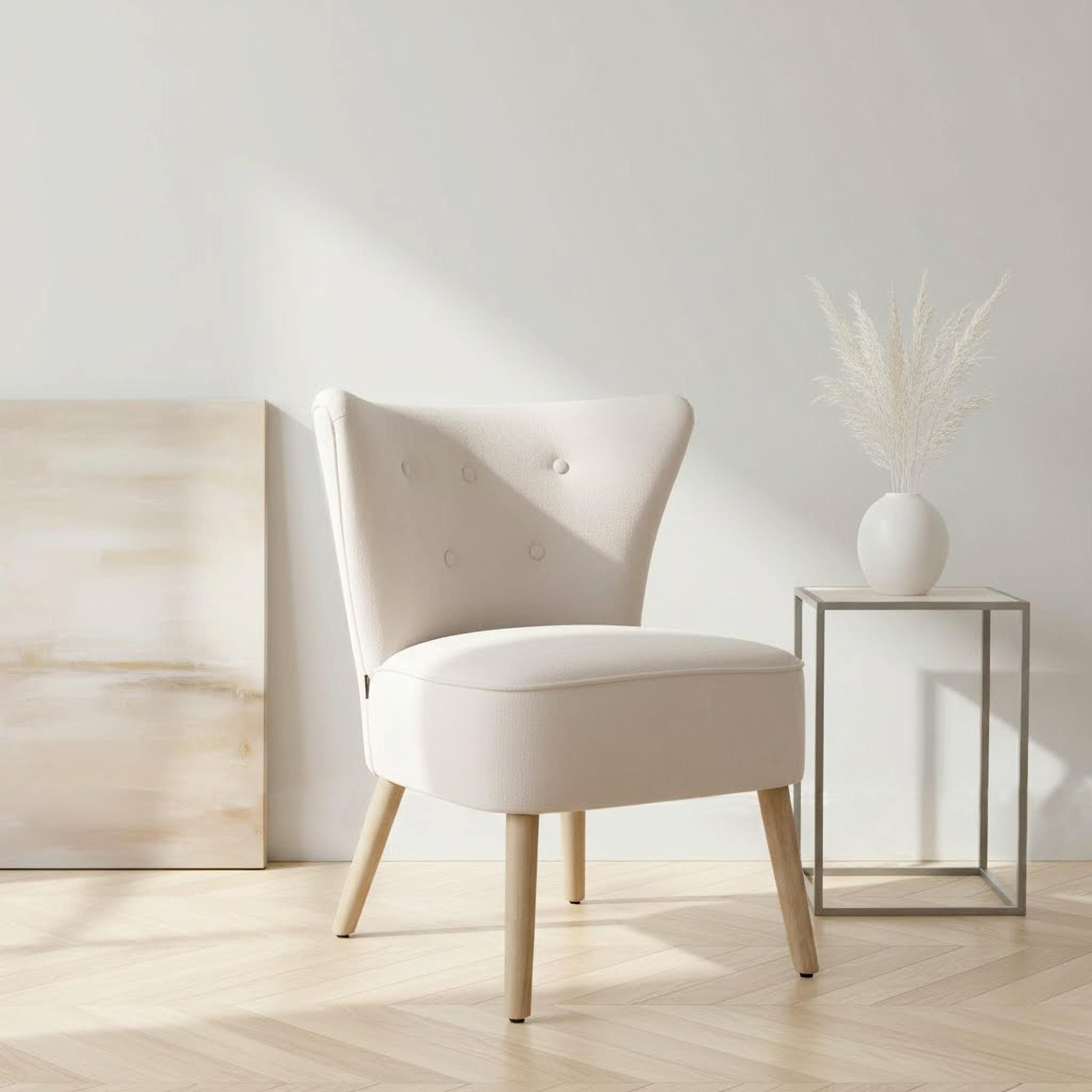 Home affaire Loungesessel JORIEL moderner Ohrensessel mit Knopfsteppung, mit Echtholzfüßen und feinem Struktur-Bezug