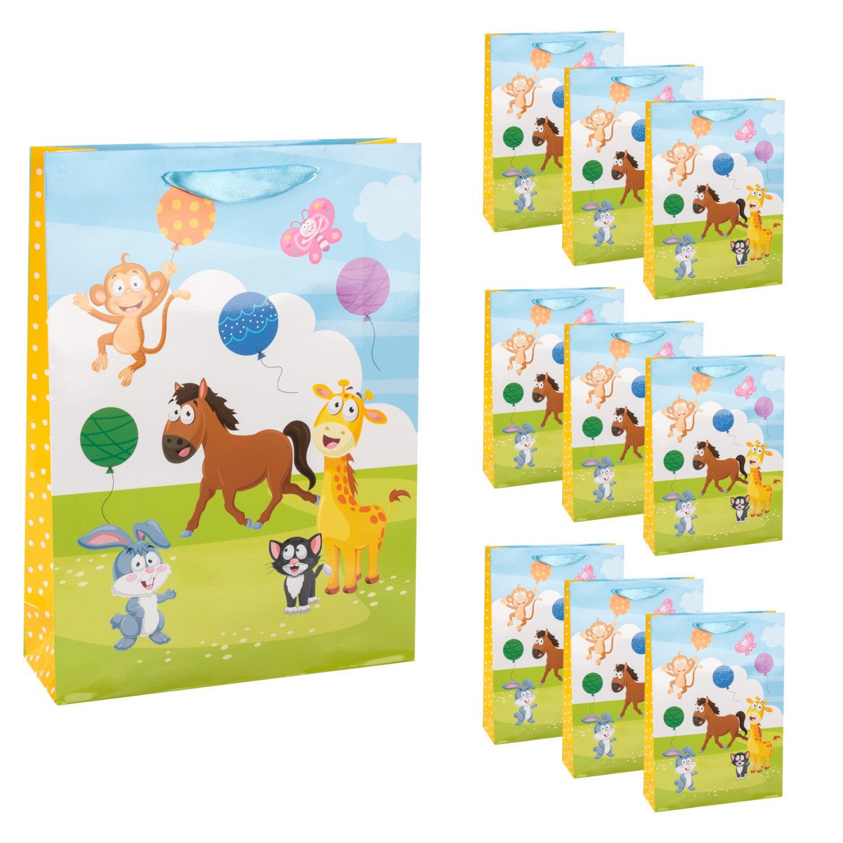 Idena Tragetasche Idena Bundle Geschenktasche Tiere 25x34,5x8,5cm 210g/m² 10er