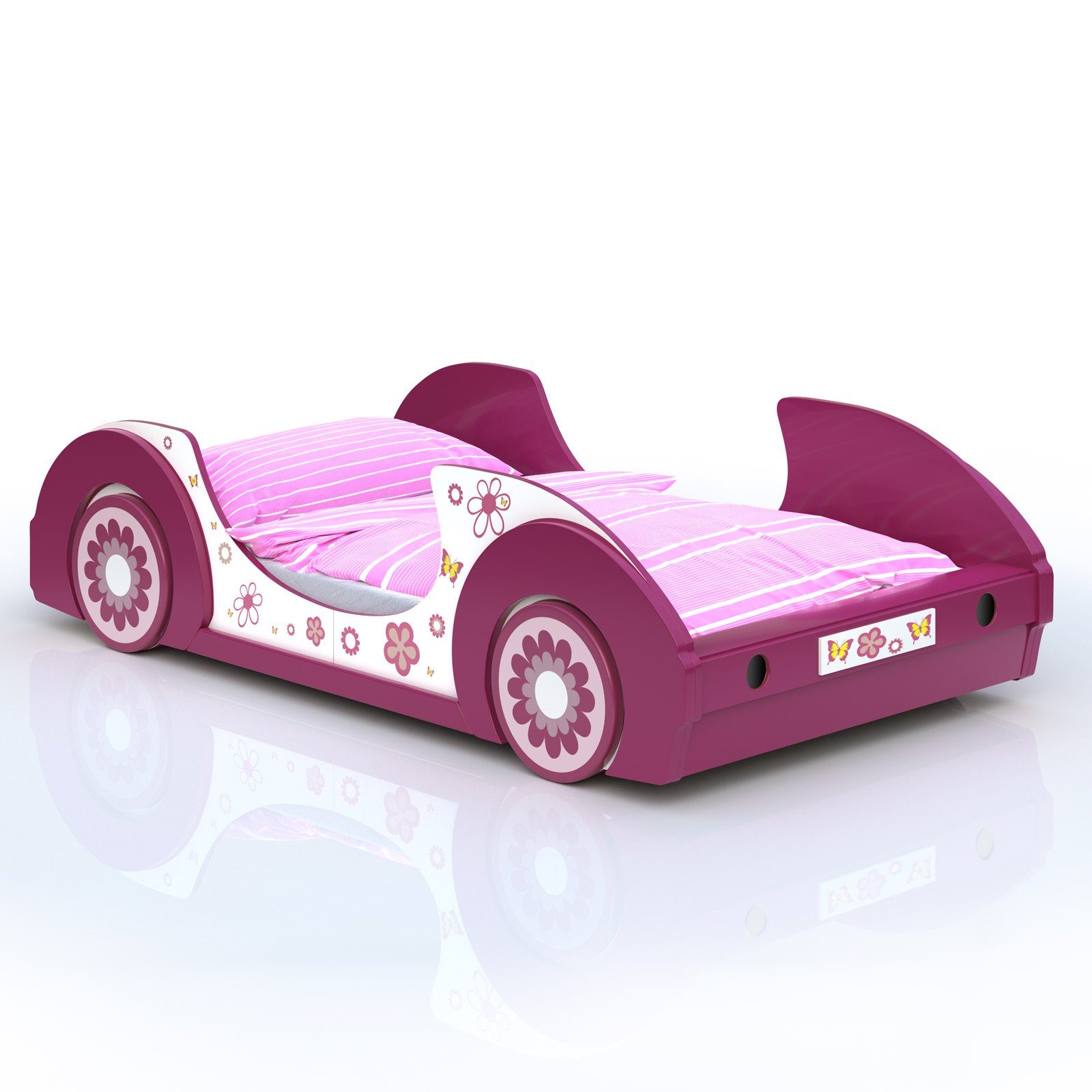 Deuba Kinderbett (1-St), sehr stabil, TRAUMHAFTES KINDERBETT: Hier macht  Ihrem Kind das Schlafen spaß: Im eigenen großen Autobett aus Holz gefertigt  und in passenden Farben für Mädchen lackiert. Ein Traum für online