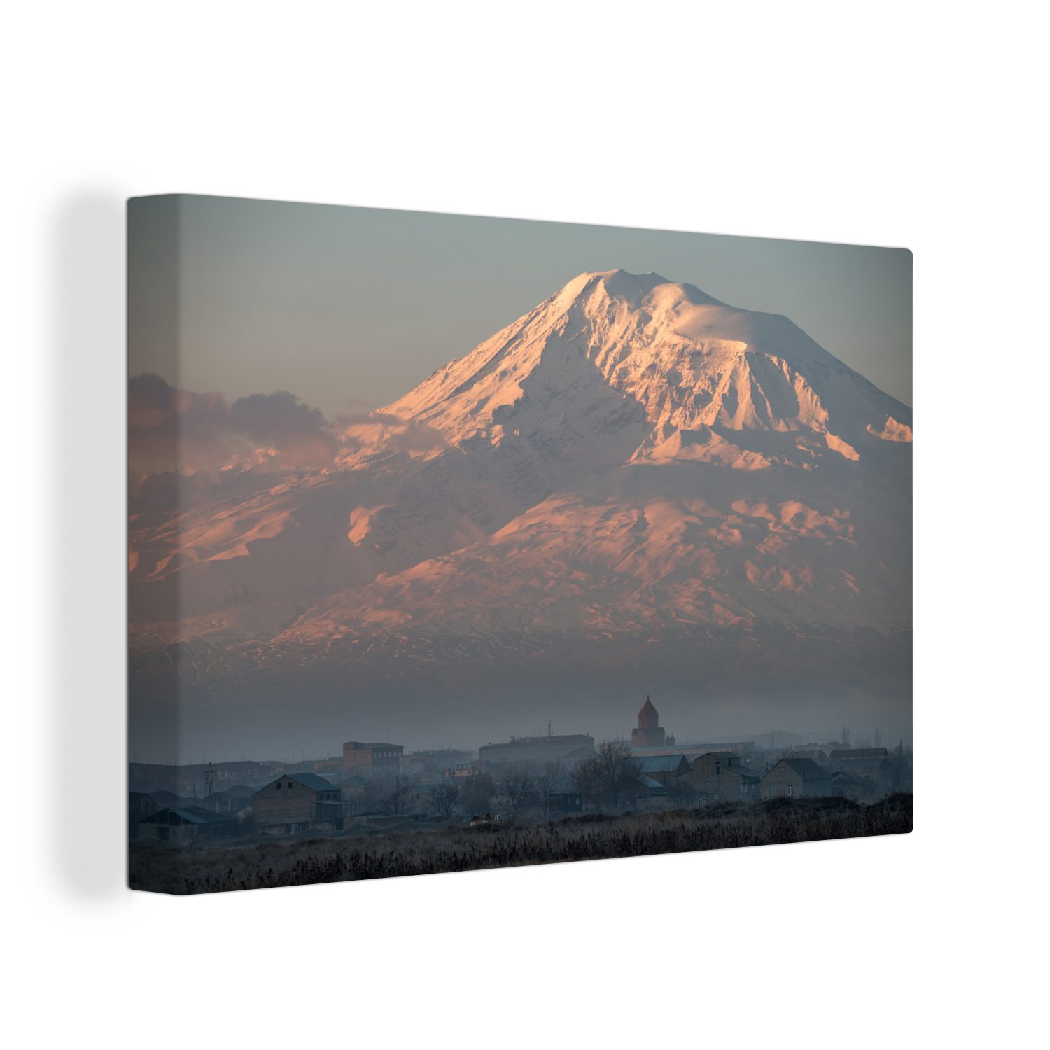 OneMillionCanvasses® Leinwandbild Der Berg Ararat vor Sonnenaufgang in der Türkei, (1 St), Wandbild Leinwandbilder, Aufhängefertig, Wanddeko, 30x20 cm