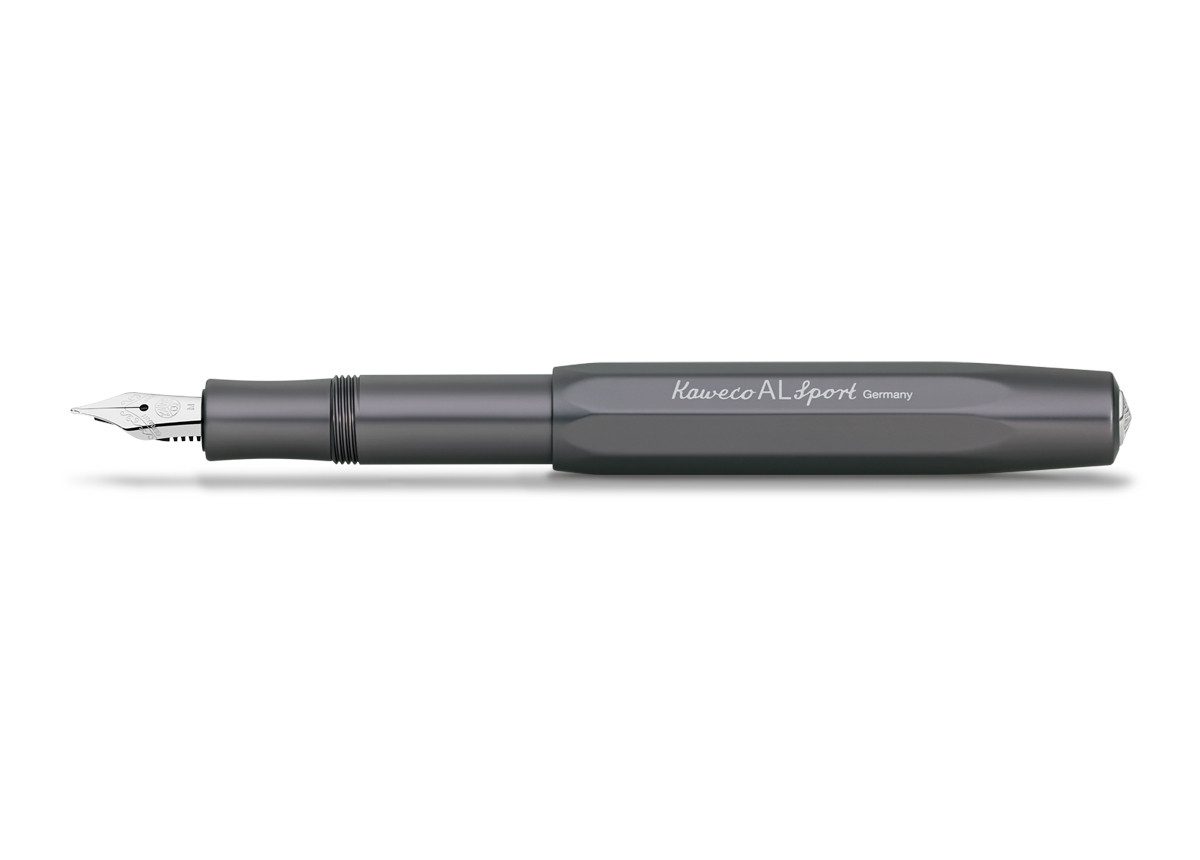 Kaweco Füllfederhalter Kaweco AL Sport Füllhalter Anthrazit, Medium Stahl blank