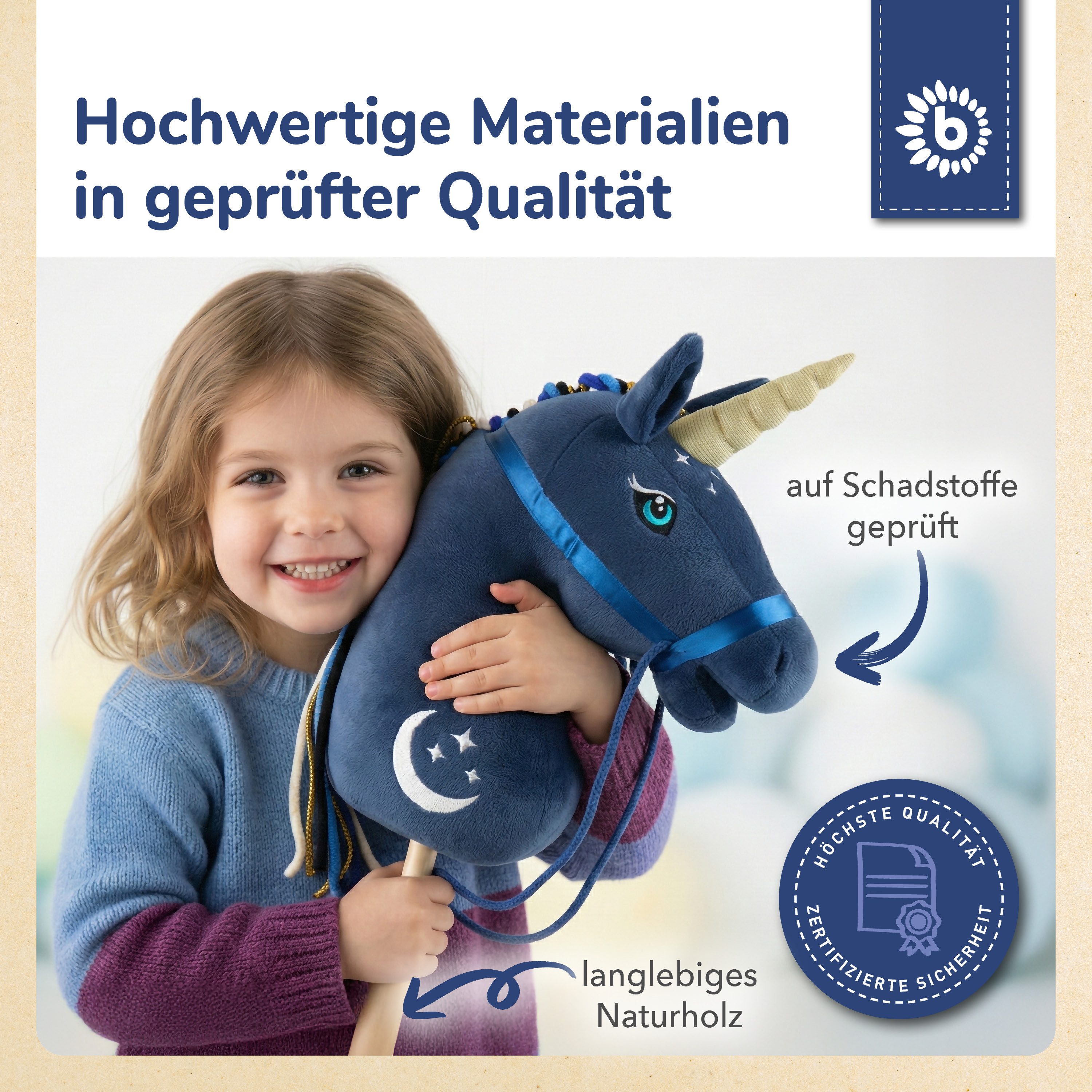BIECO Steckenpferd Bieco Steckenpferd Kinder Einhorn Luna Hobby – Bild 5 von 5