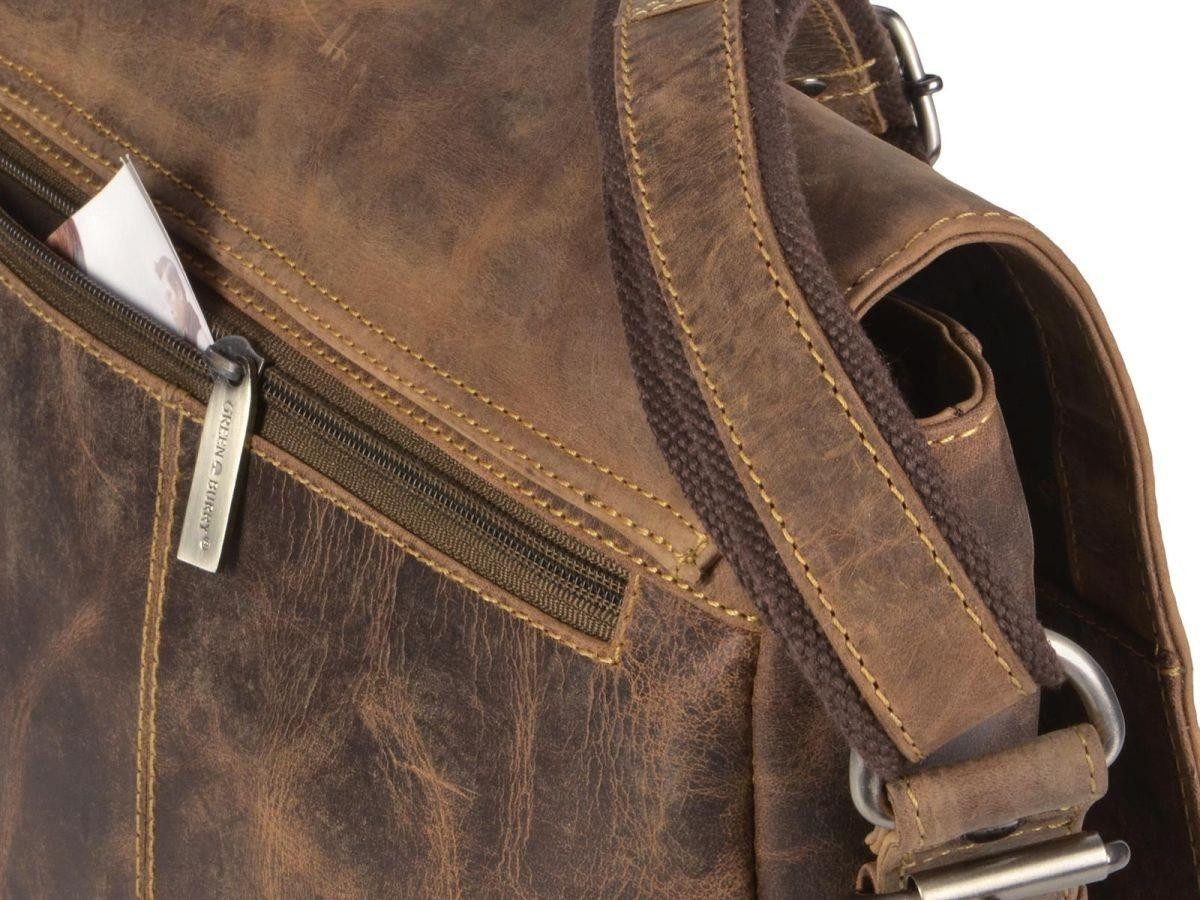 Greenburry Umhängetasche Vintage, used Look, Schultertasche 36x31cm, Messengerbag, antikbraun