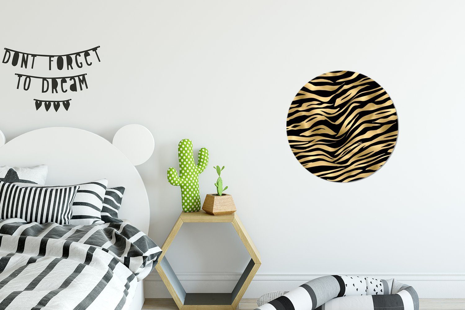 - Rund, Muster St), Zebra für Tapetenkreis - MuchoWow Tapetenaufkleber, Wandsticker Wohnzimmer Kinderzimmer, Gold (1