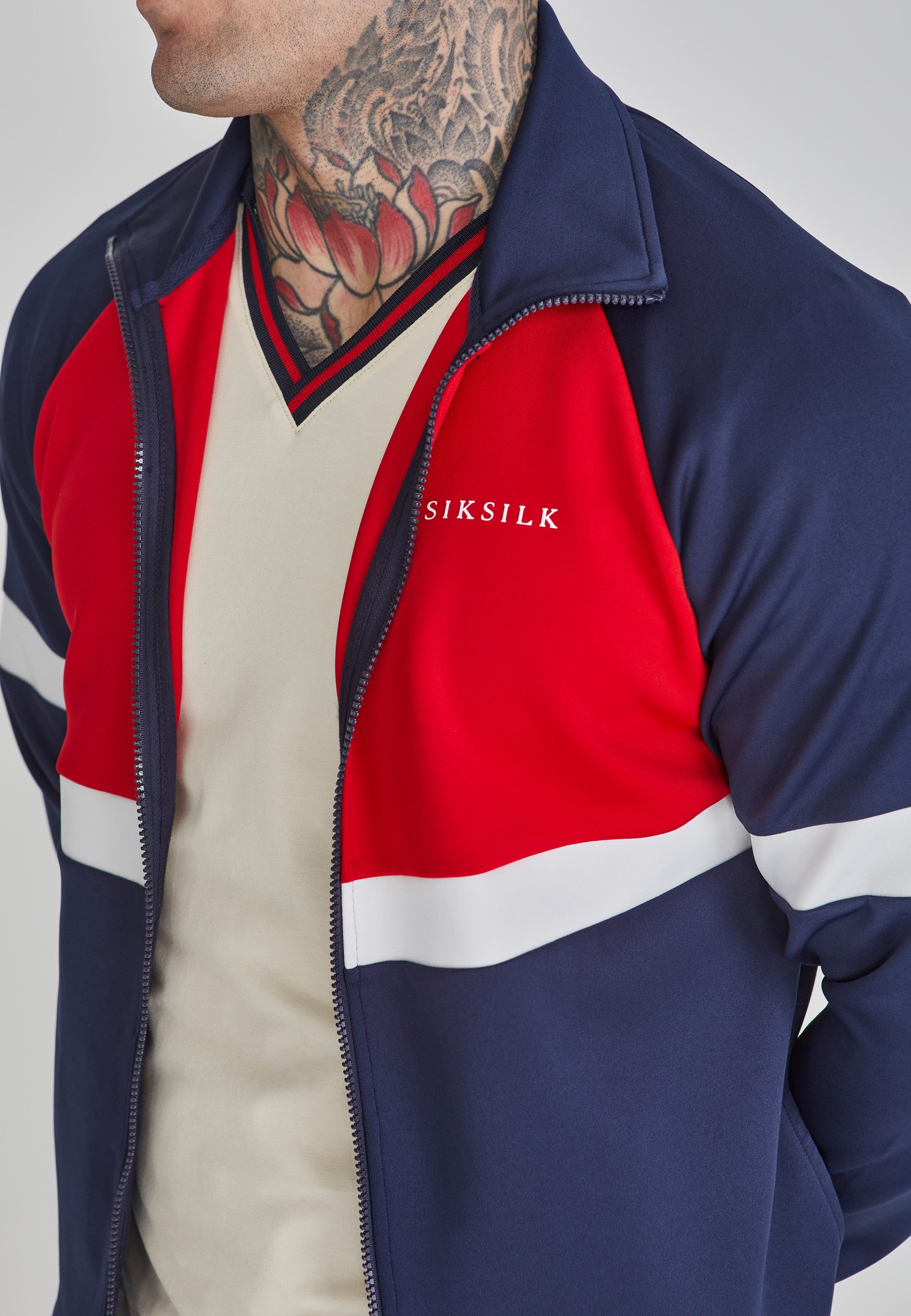 Siksilk Sweatjacke SikSilk Herren Marine Rot Trainingsjacke