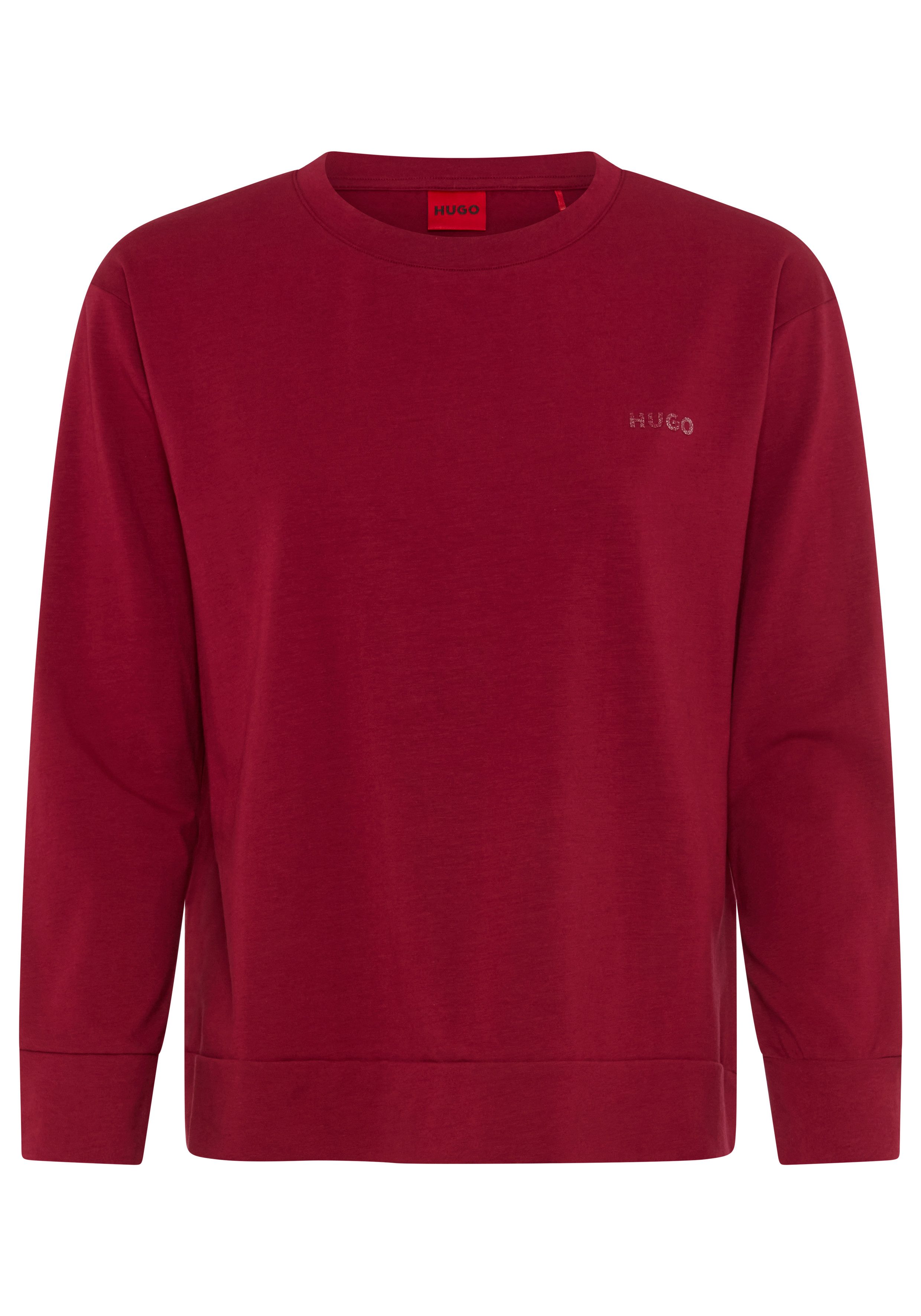 HUGO Langarmshirt regular fit, Rundhals, kontrastfarbener Print
