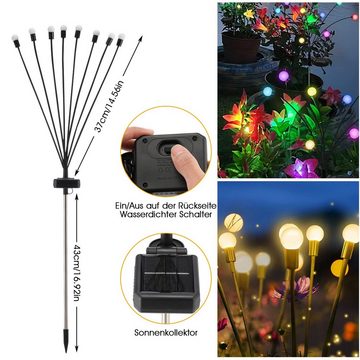 WILGOON LED Solarleuchte Solar-gartenlichter Außen 8 LED, 2 Stück Solarlampen für Außen Garten, LED fest integriert, Warmweiß, Swinging Garten Lichter Wasserdicht, Glühwürmchen Solarleuchten