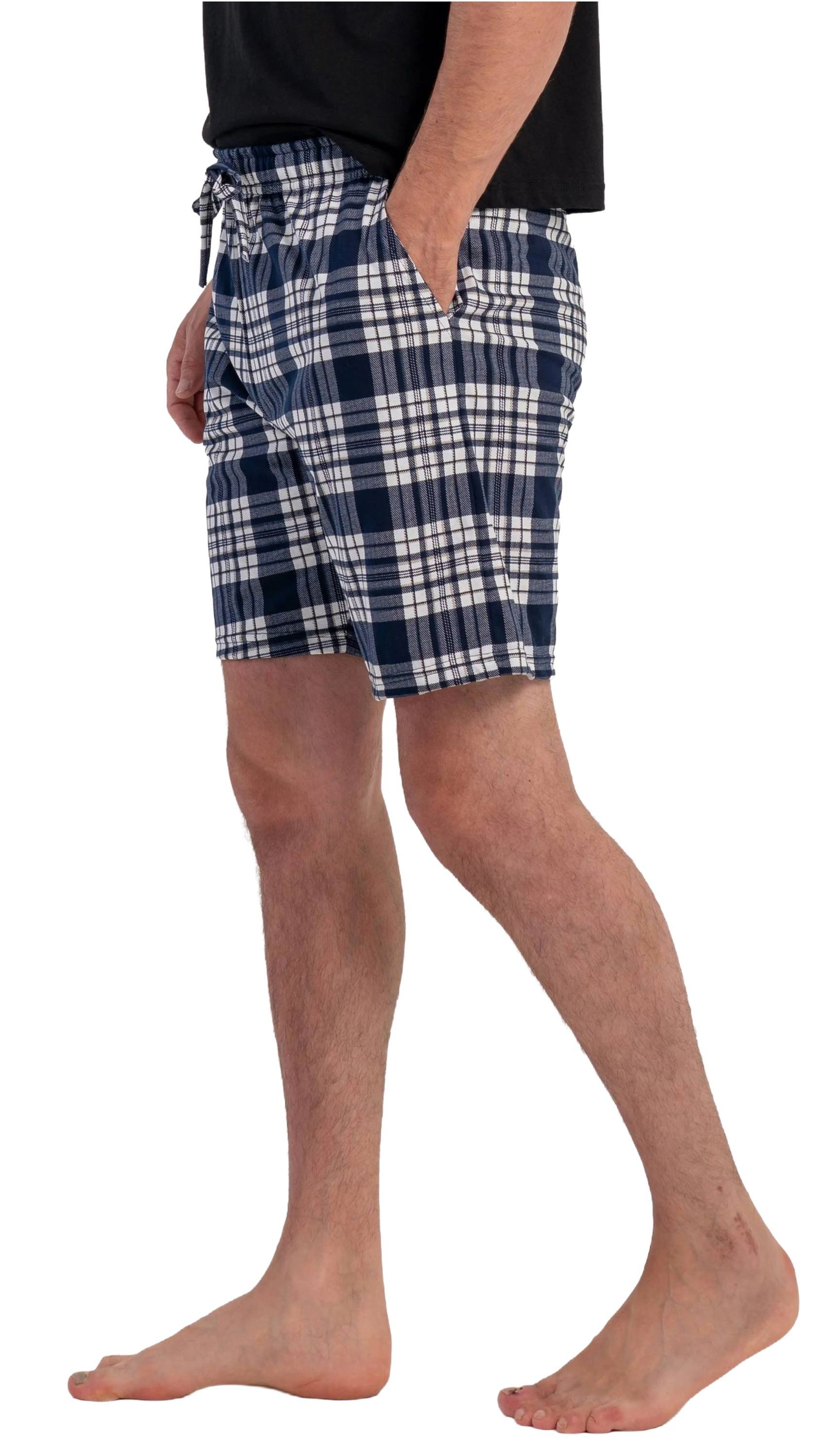 Vienetta Pyjamashorts Man (1-tlg., 1-teilig) Herren Schlafhose kurz Shorts Relaxhose Homewearhose Baumwolle