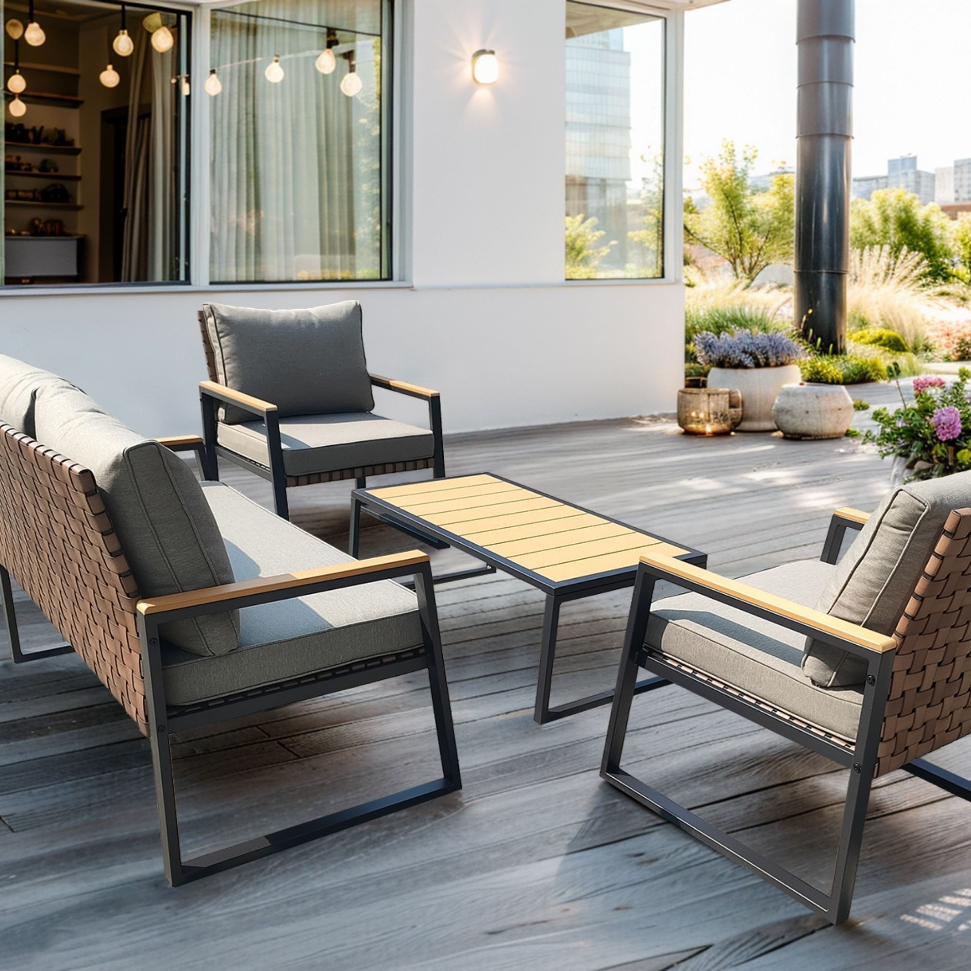 osoltus Gartenlounge-Set Gartenmöbel Lounge Outdoor Lounge Sitzgruppe Set 4 günstig online kaufen