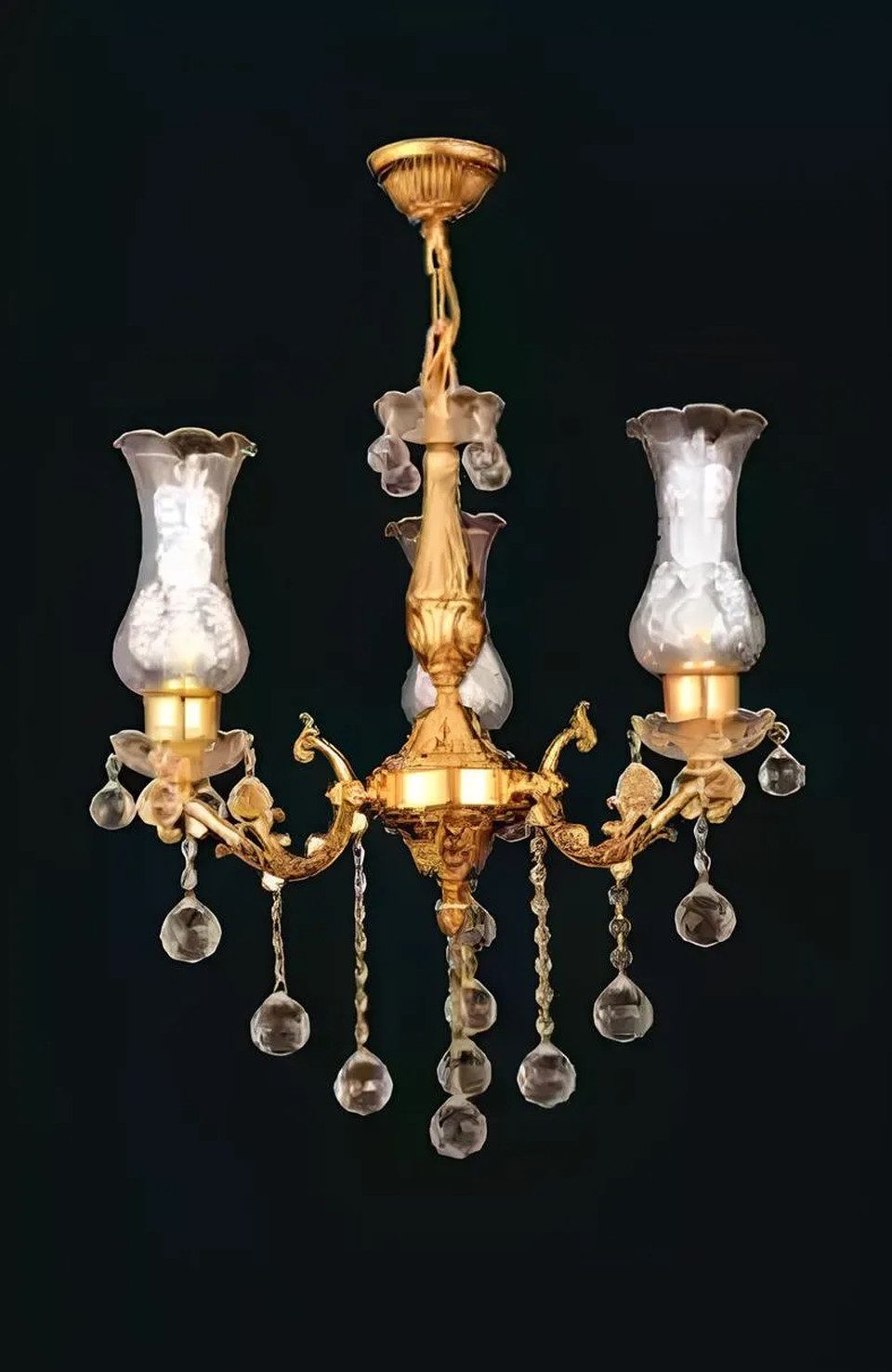 JVmoebel Kronleuchter Goldener Kronleuchter mit Kristallakzenten und eleganter Deckenlampe, Leuchtmittel wechselbar, Made in Europa