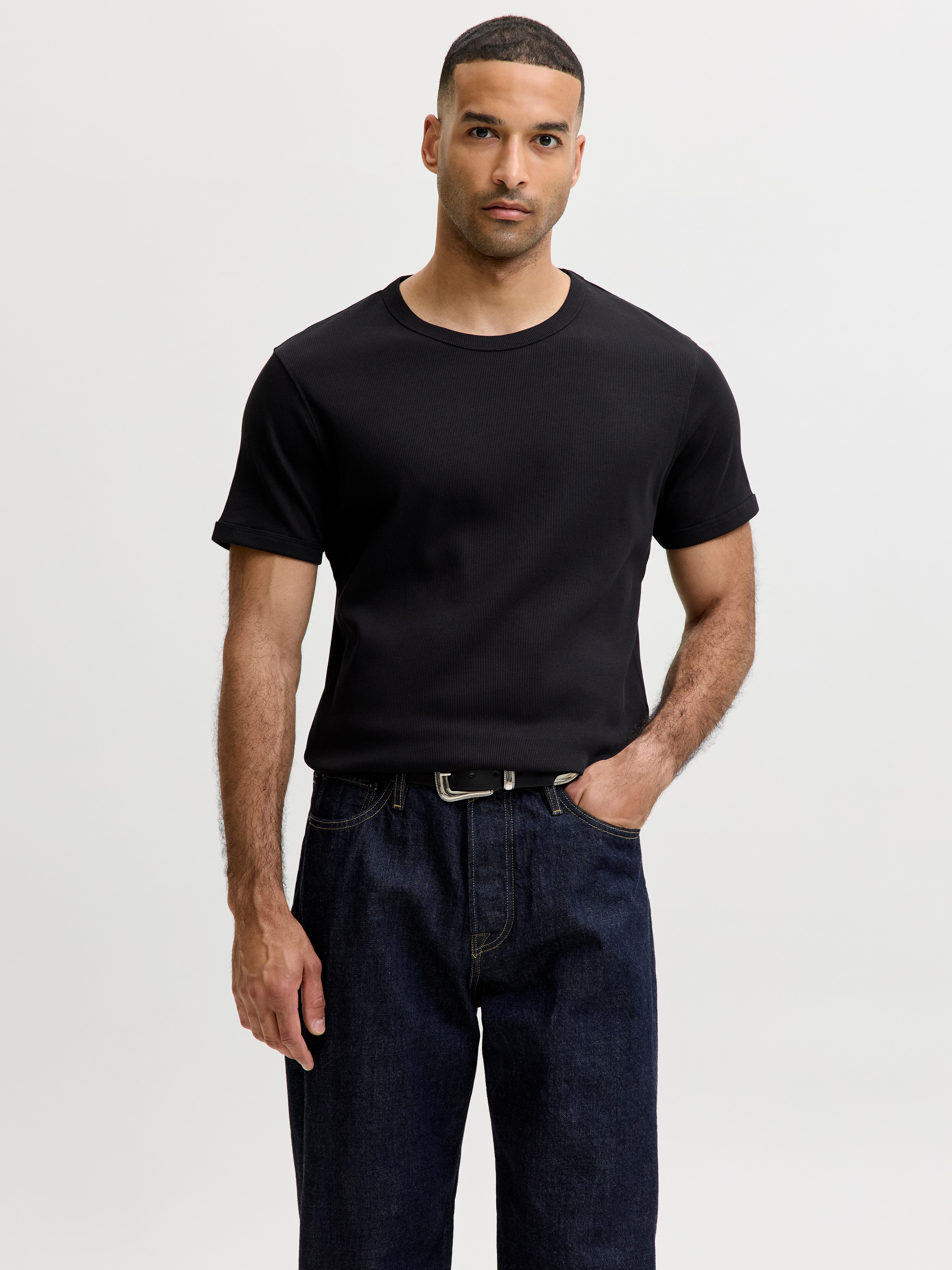 Jack & Jones Rundhalsshirt JJEORGANIC RIB TEE SS CREW NECK 2PK MP (Packung, 2-tlg) Baumwollmischung, slim fit – Bild 3 von 5