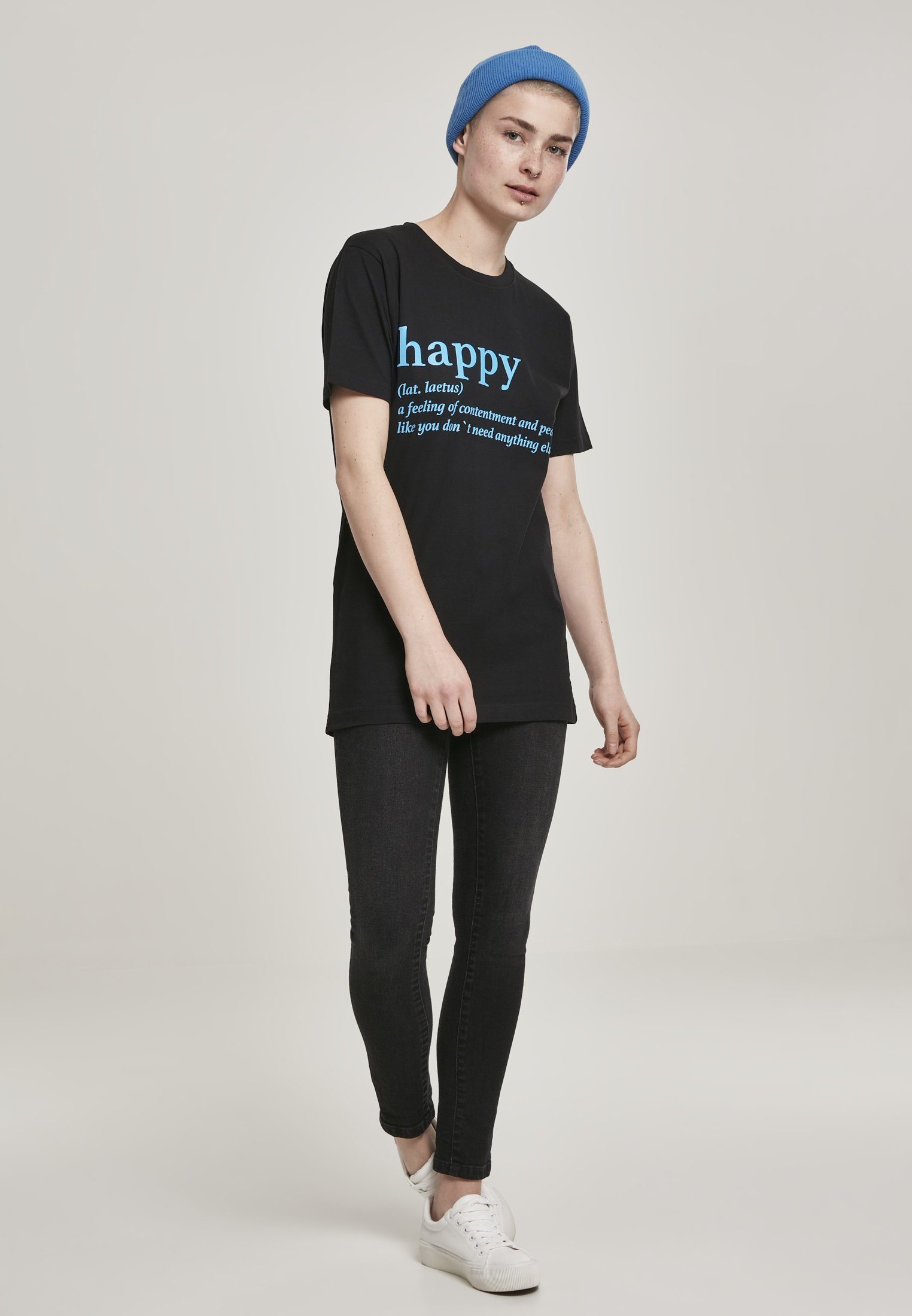 Kurzarmshirt black (1-tlg) Tee Damen Definition MisterTee Happy Happy Ladies Definition MT987