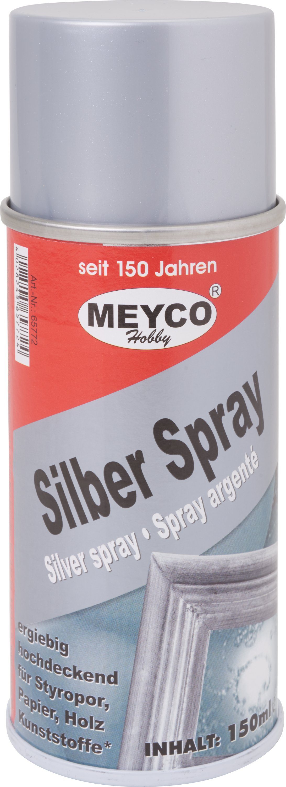 MEYCO Hobby Sprühfarbe Spray-Farbe Silber von Stanger, 150 ml | Sprühlacke