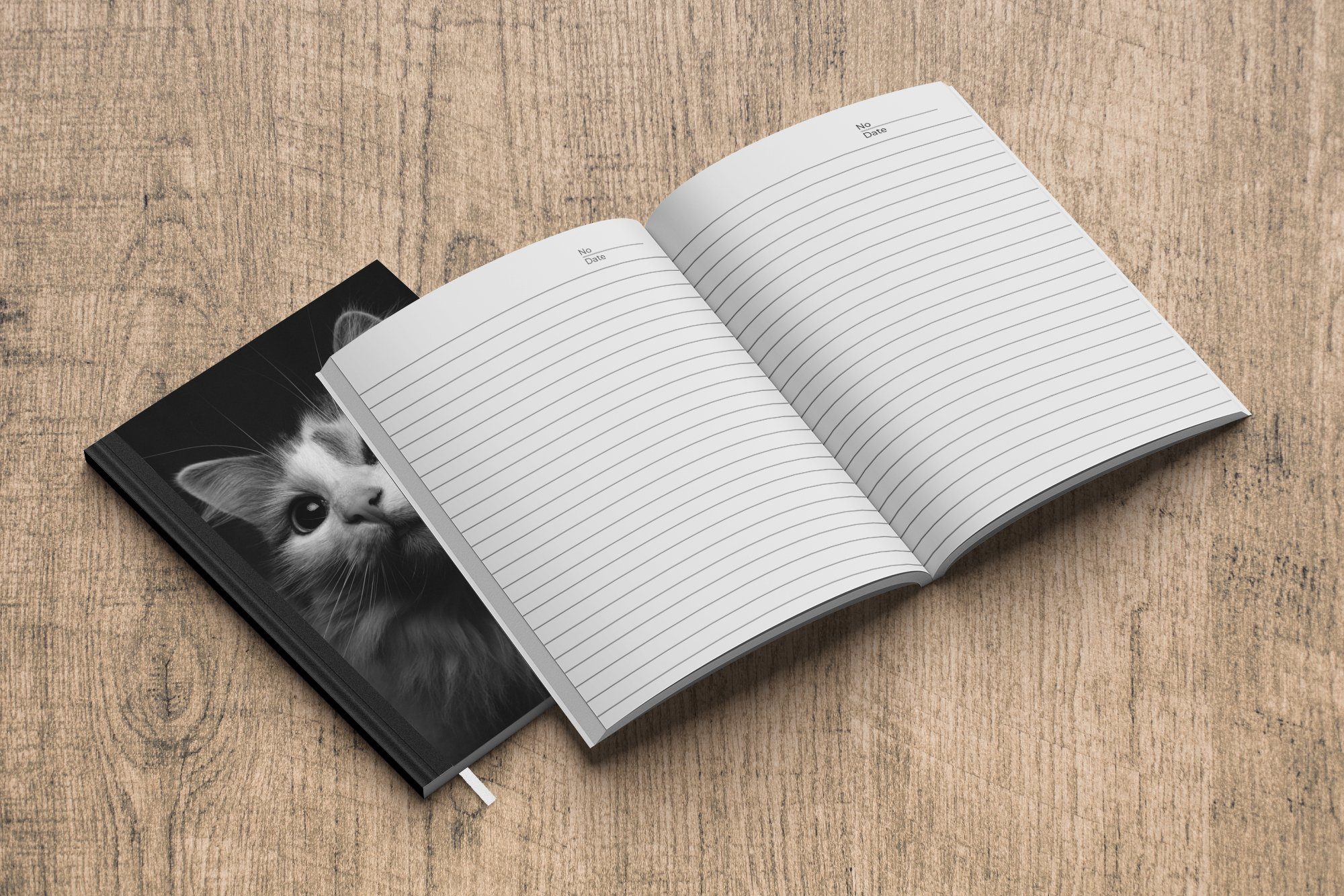 MuchoWow Notizbuch weiß, Journal, in und Tagebuch, 98 Seiten, A5, Katze Notizheft, Tierprofil Haushaltsbuch schwarz Merkzettel,