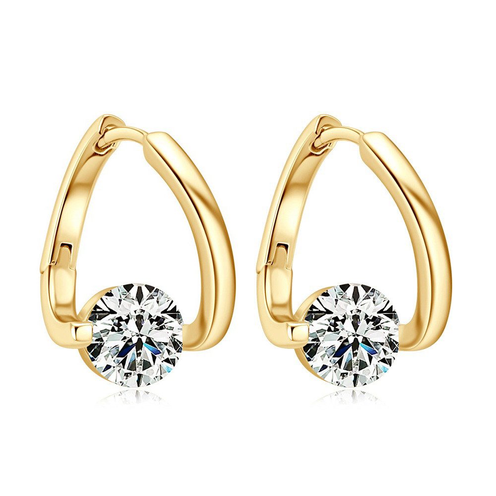 Refttenw Paar Creolen 1 Paar Damen Elegant Strass Ohrringe Schmuck Geschenk, Silber/Gold (inkl. Schmuckbox)