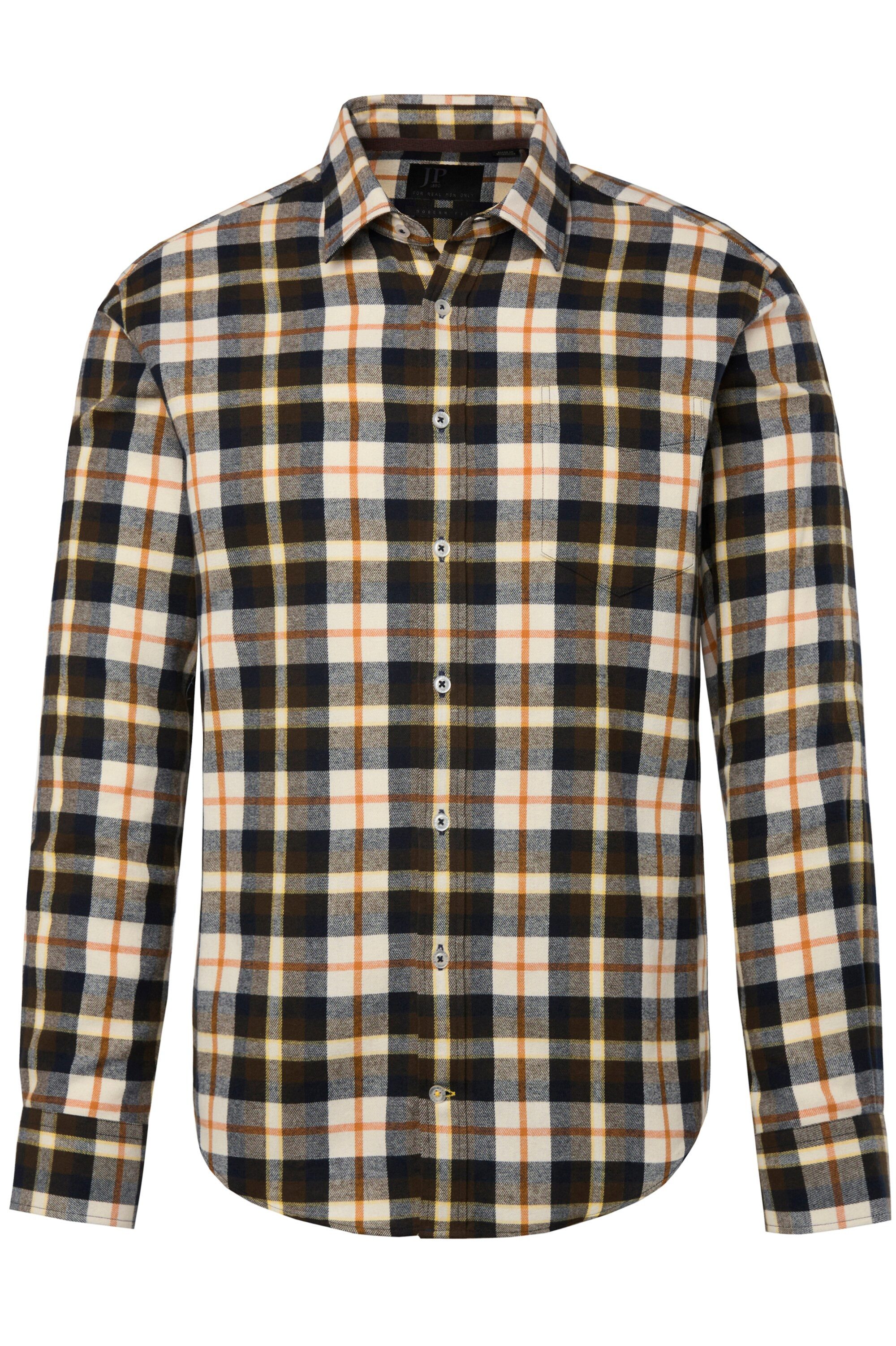JP1880 Businesshemd Karo-Flanellhemd Langarm Kentkragen Modern Fit günstig online kaufen