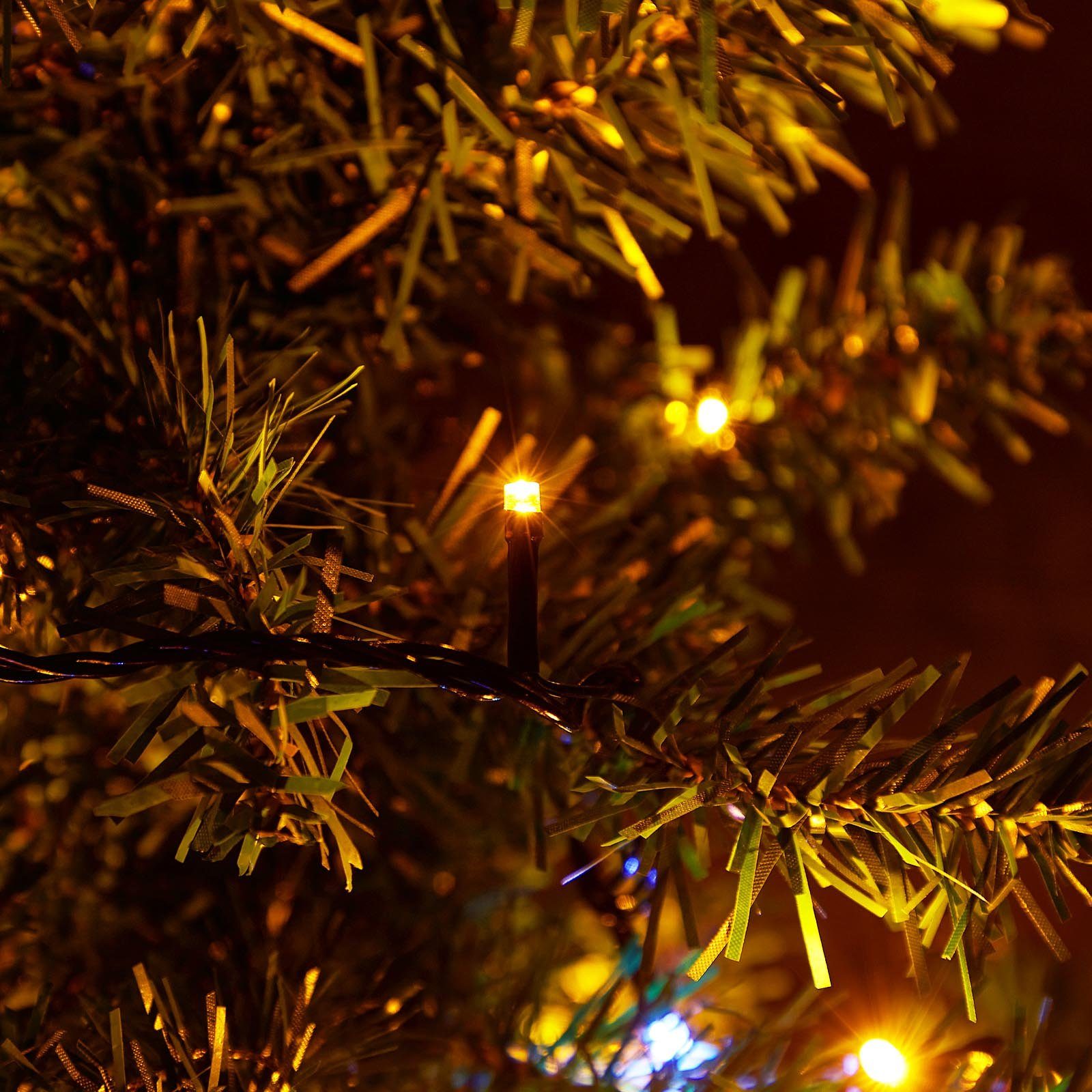 Rosnek Weihnachten 20m Lichterkette Gelb Party Innen 156-flammig, Außen for LED Garten LED-Baummantel mit 3M-Verlängerungskabel Baum,