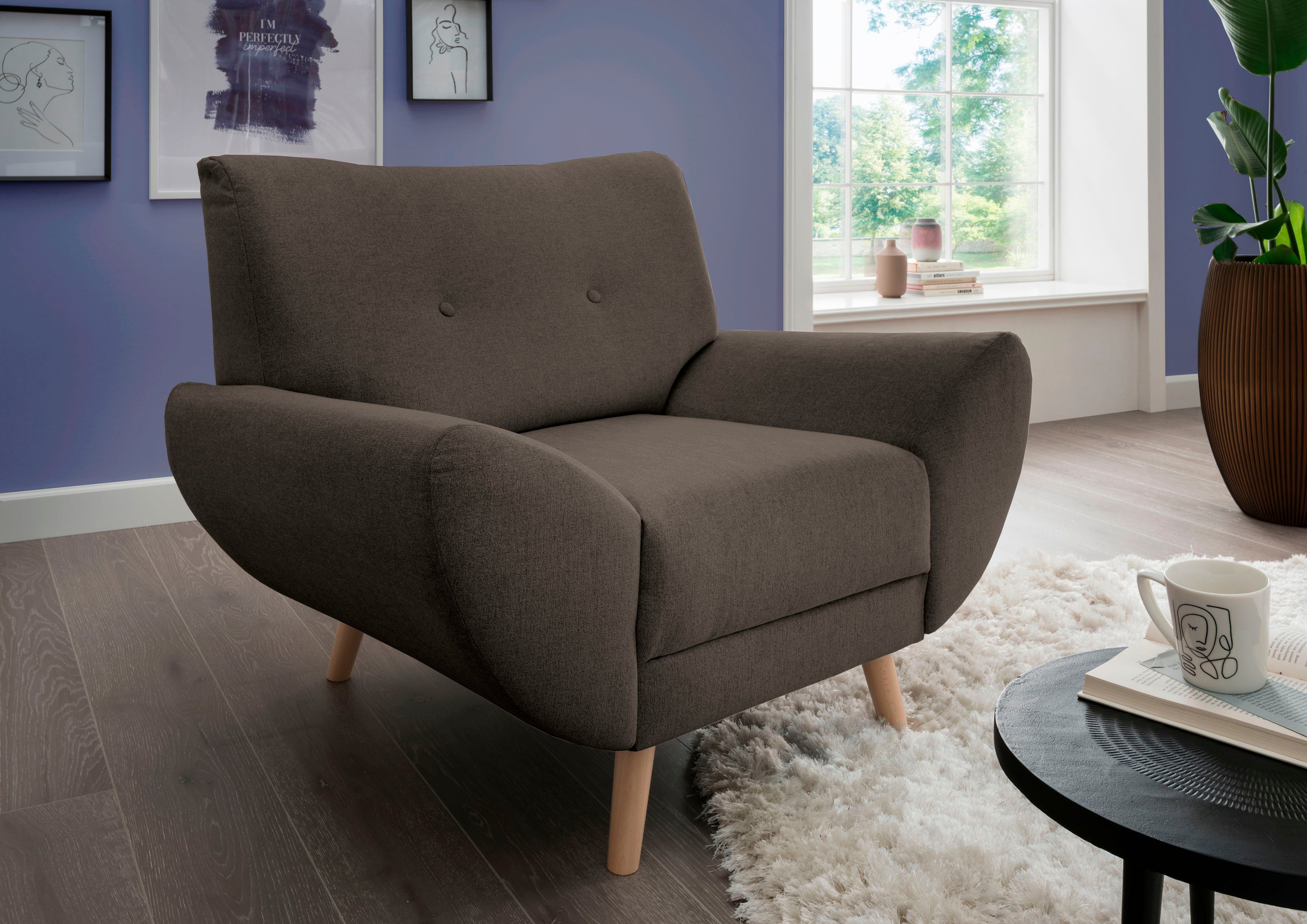 Home affaire Sessel Basta komfortable Wellenunterfederung, Breite 112cm