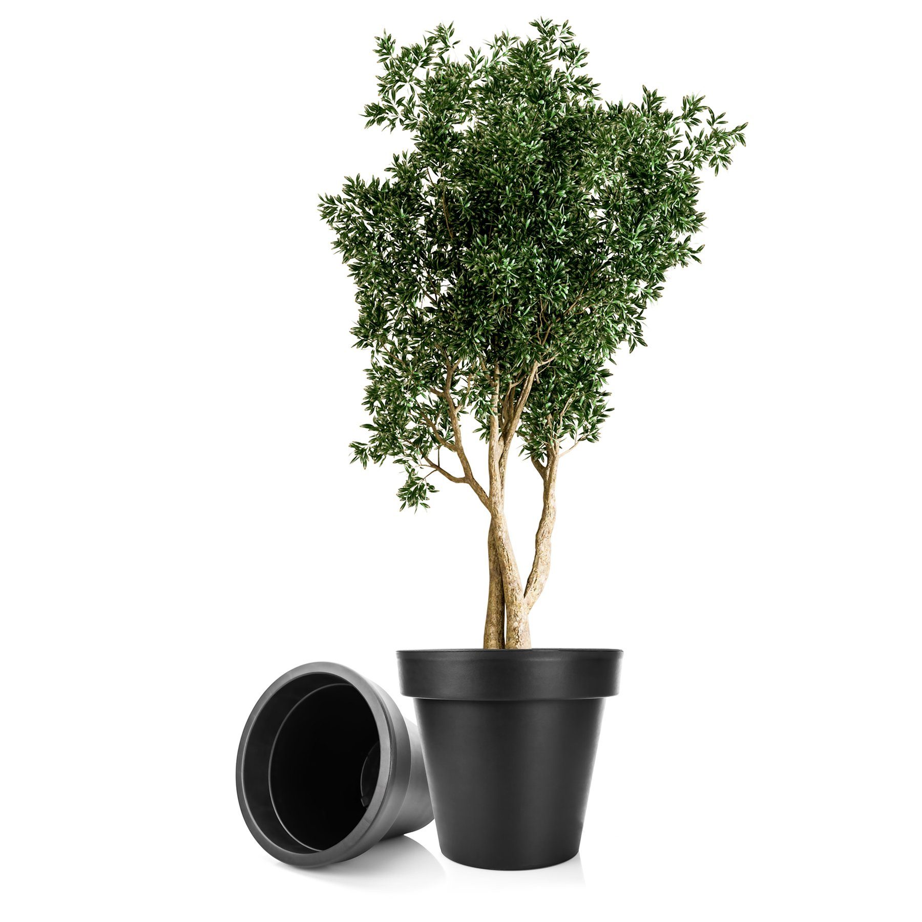 BigDean Blumentopf 2x Pflanzkübel XXL ø 60 cm anthrazit wetterfester Blumen günstig online kaufen