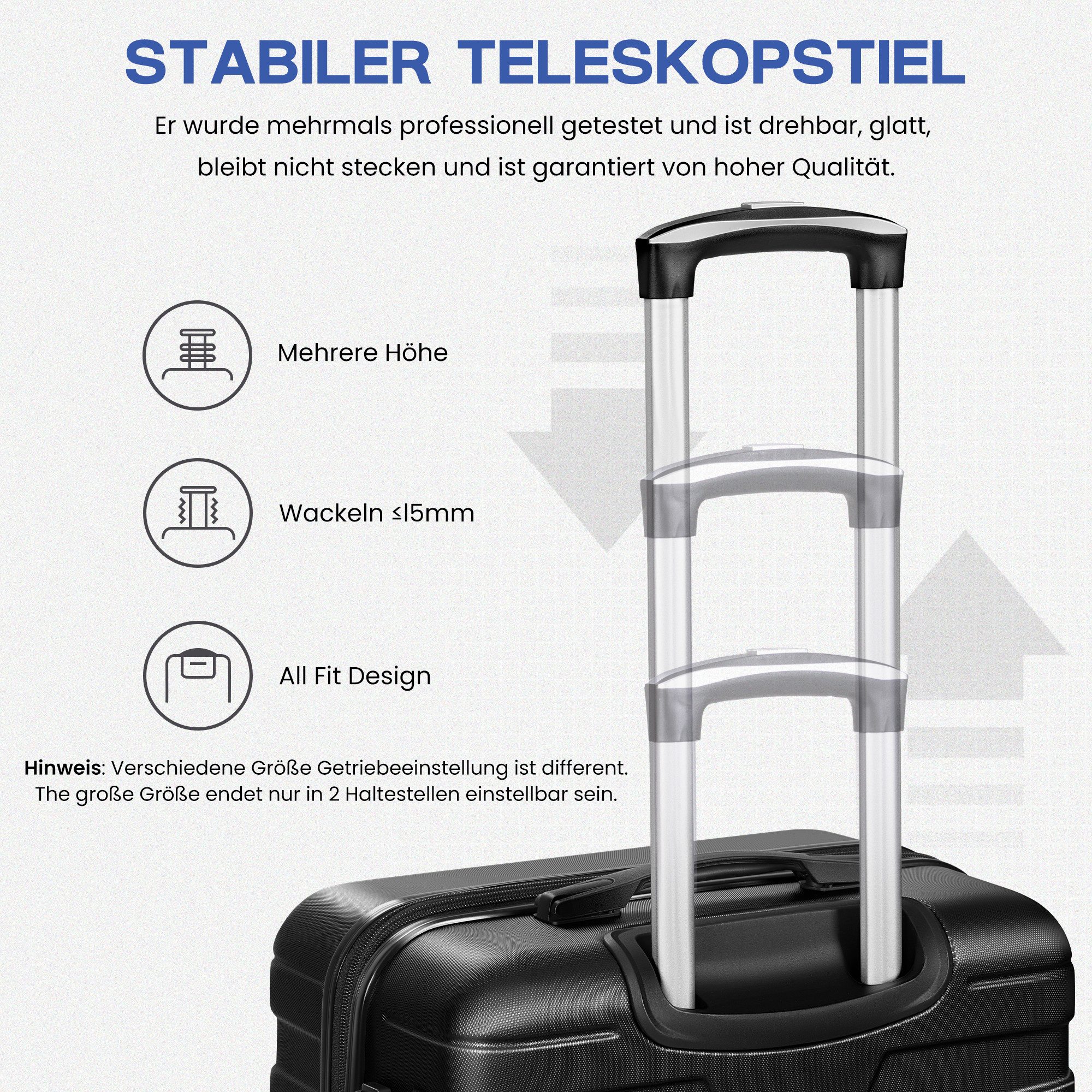 ChaCool Hard-Shell Trolley Hard-Shell Trolley Premium Travel Suitcase Rolling Hand Luggage, Suitcase with four 360° Wheels and Combination Lock, 57/67/77 cm, 40/62/99 L