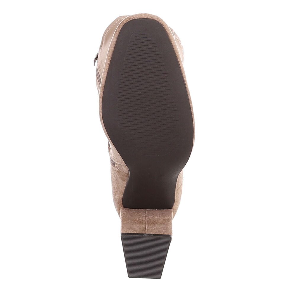 Ital-Design Damen Stiefel hoch mit Blockabsatz und spitzer Form High-Heel-Stiefel (92299548) Blockabsatz Stiefel in Hellbraun – Bild 3 von 5
